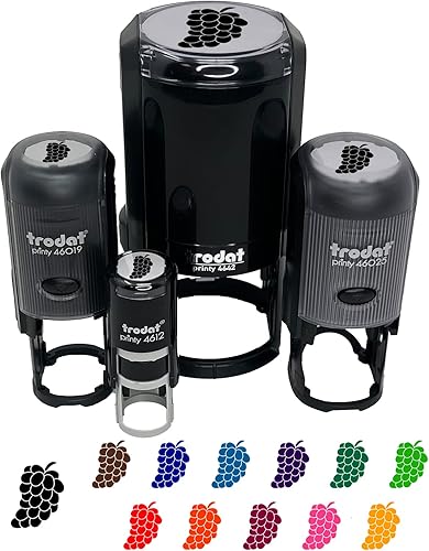 Paquete de sellos de tinta de goma autoentintables sólidos de frutas para sellar planificadores de manualidades, 34 pulgadas, pequeño, tinta morada