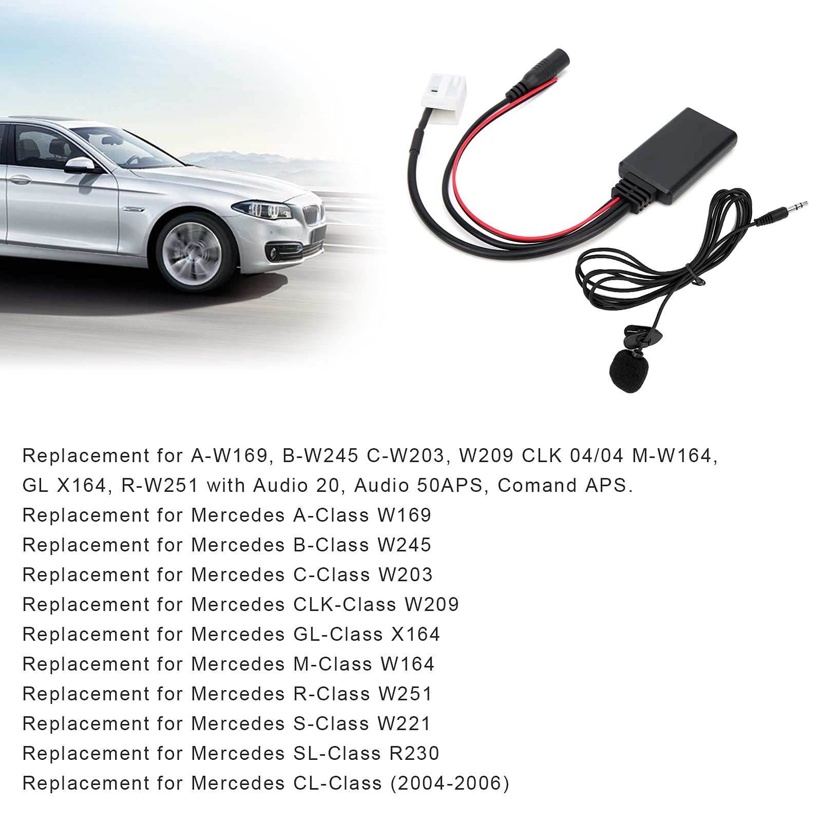 Per Mercedes Comand 2.0 APS Adattatore Bluetooth Cavo AUX con modulo Bluetooth Circa 27 cm Per audio per auto Sostuzione durevole  34