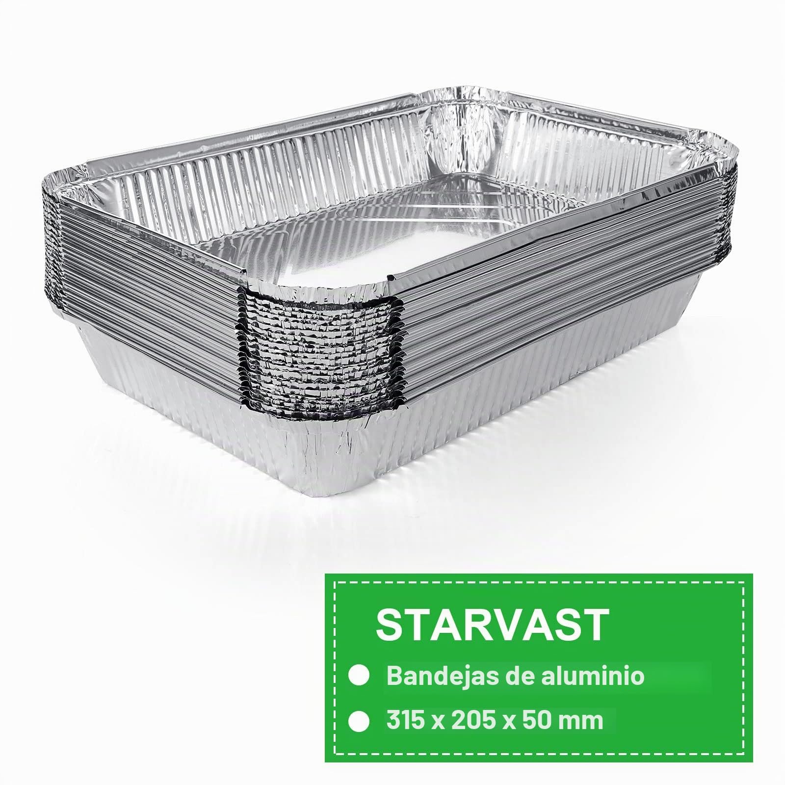 SENENQU 30 Piezas Bandejas Aluminio Desechables 2200 ml sin Tapa, Envases Desechables para Alimentos, Bandejas Rectangulares para Horno, Barbacoa y Congelador, 31,5 x 20,5 cm