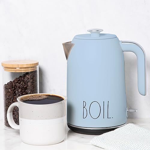 Miniatura 6 de Rae Dunn Hervidor eléctrico de agua caliente – Cafetera de acero inoxidable, tetera de té, base giratoria, con protección de apagado automático,