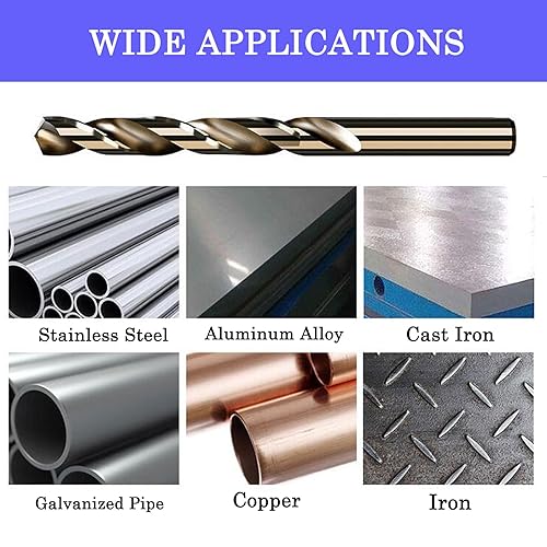 Miniatura 6 de Juego de brocas de cobalto, M35 HSS de metal Jobber de longitud giratoria, adecuadas para perforar en metal duro, acero inoxidable, hierro fundido