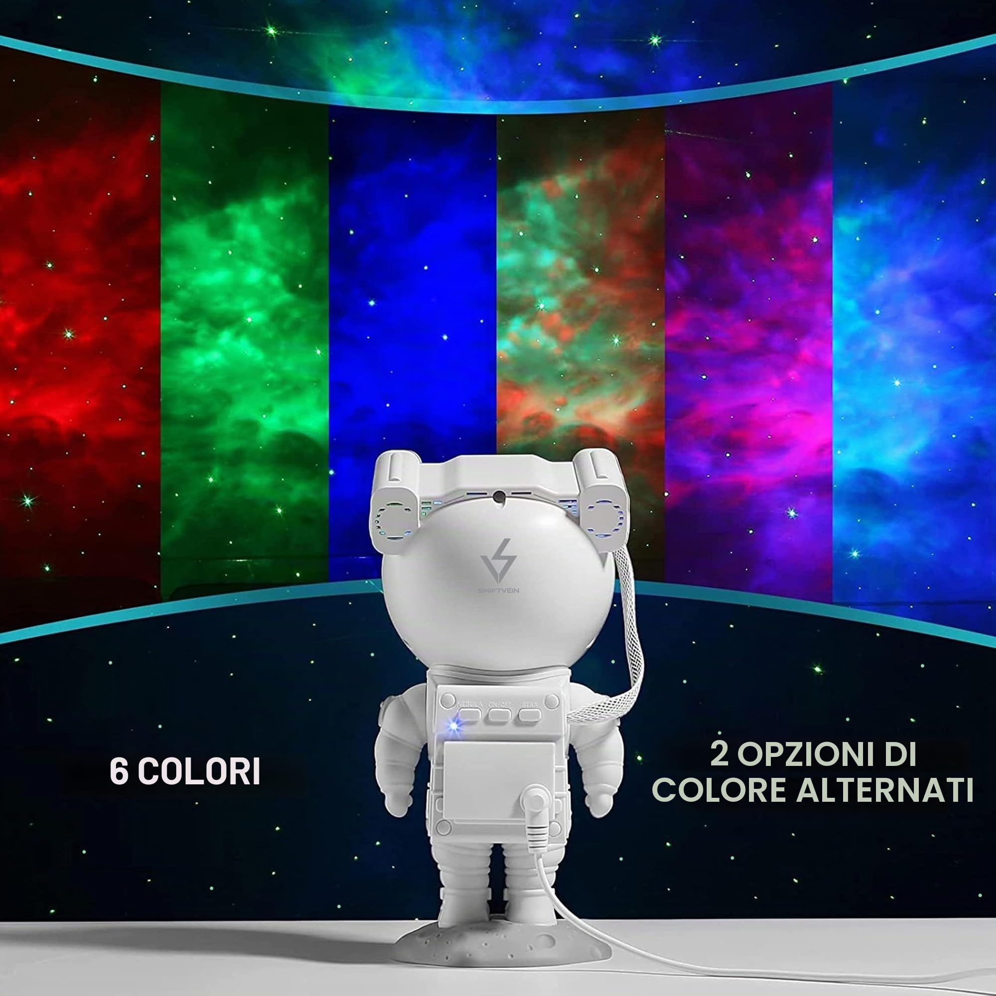 SWIFTVEIN Astronauta LED Proiettore di cielo stellato, luce galattica con telecomando e timer, proiettore di stelle per bambini e adulti, proiettore intelligente di stelle bianco