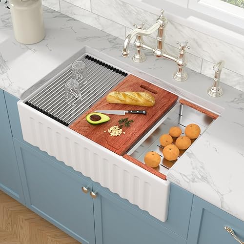 Miniatura 76 de Sarlai - Cerámica de porcelana de fregadero de porcelana, color blanco Blanco,Negro -,Negro estación de trabajo,Blanco estación