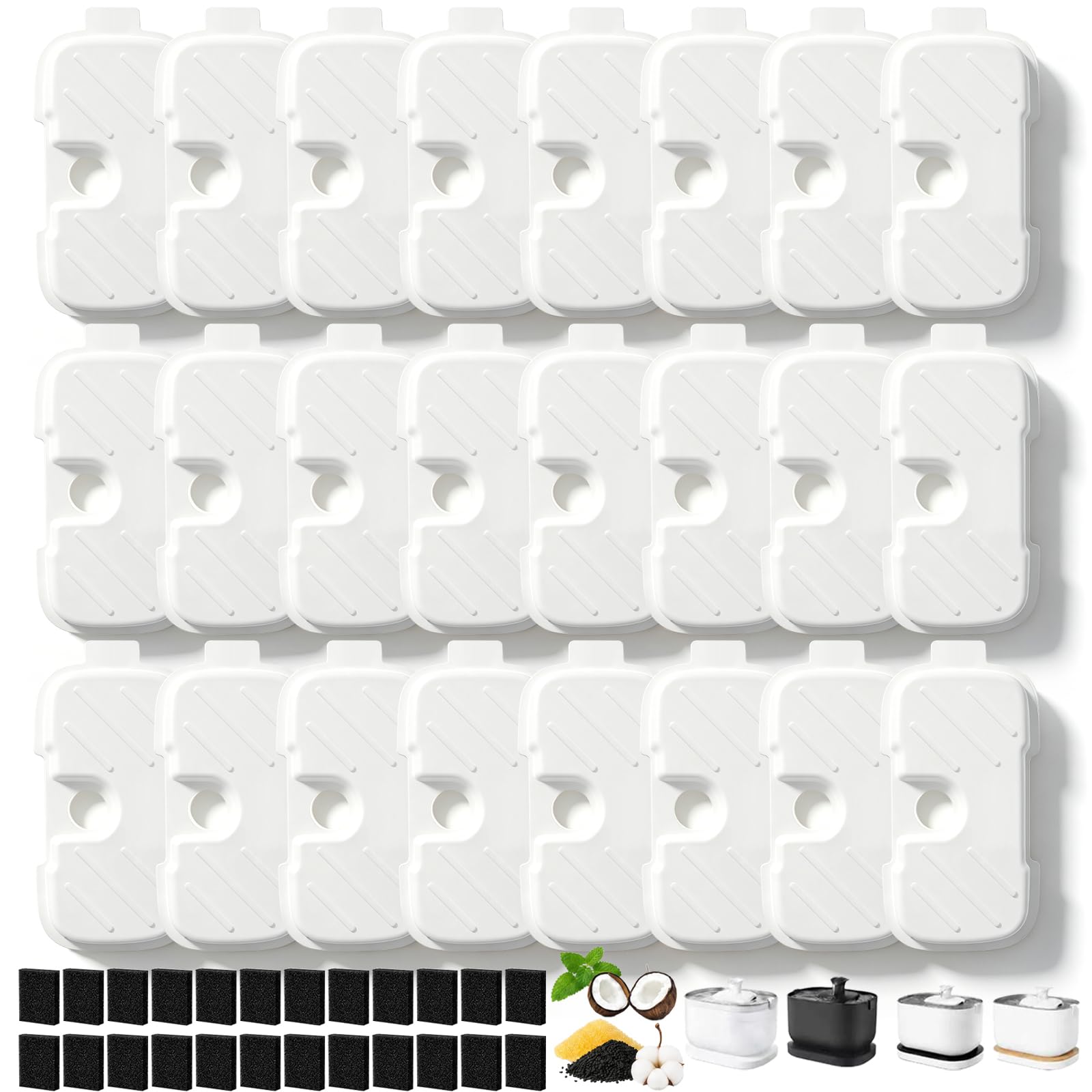 24 Pack Cat Water Fountain Filters Compatible with PETLIBRO Dockstream PLWF105 PLWF106 PLWF115 PLWF116 PLWF005, Activated Carbon & Ion Exchange Resin Replacement Filters — image 1