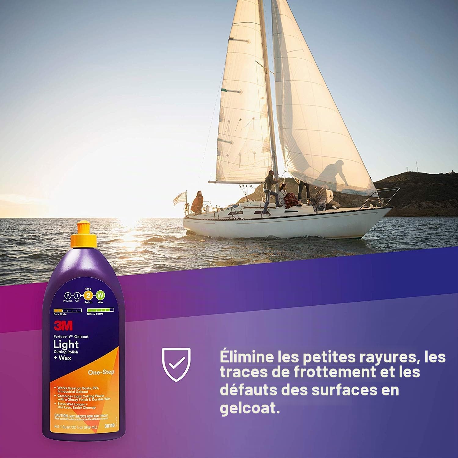 Perfect-it UU-0063-2320-6 Gelcoat Light Cutting Film et Cire, 946ml le Volume