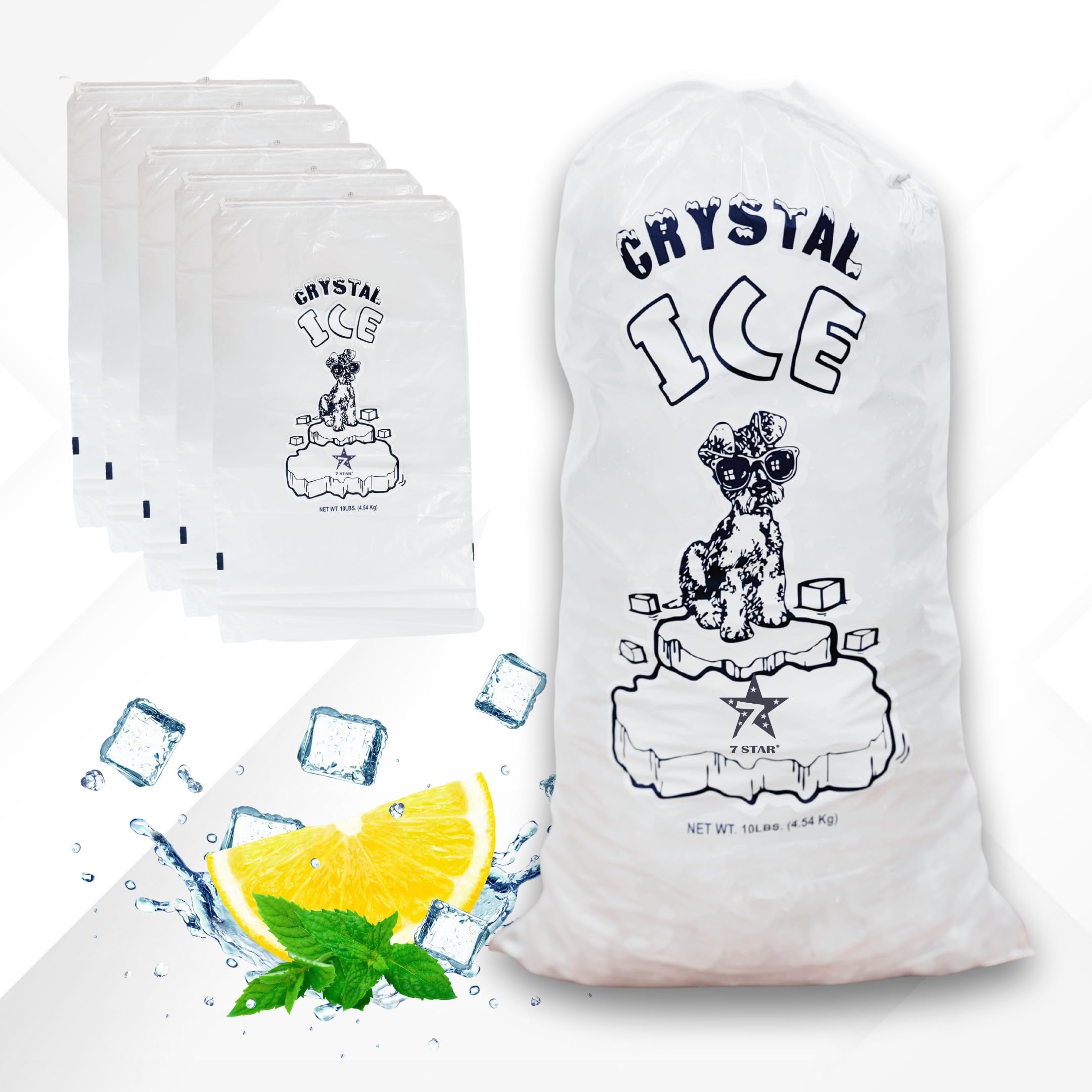 Sac de glace en plastique avec cordon 7STAR Crystal lot de 400 pièces ultra résistant