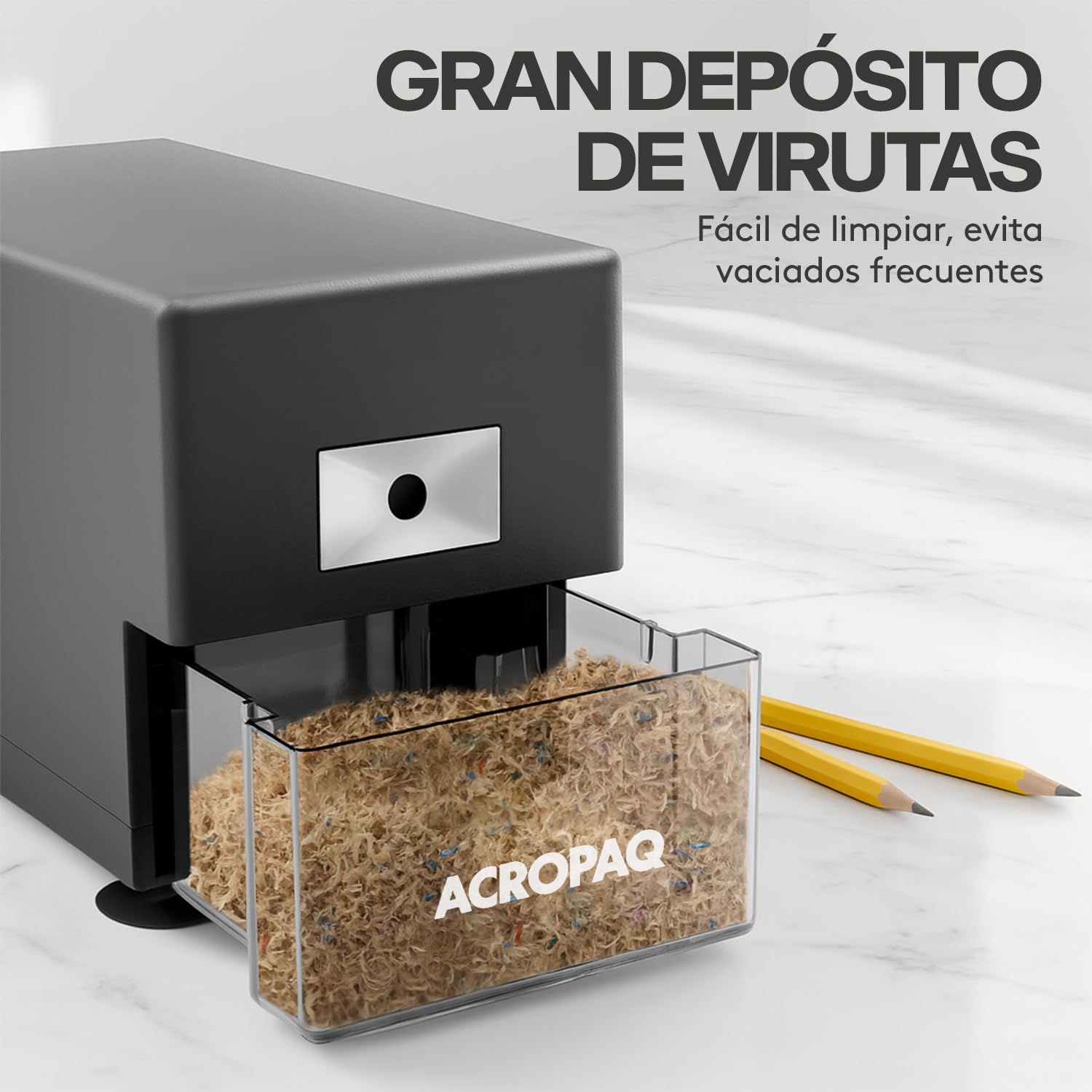ACROPAQ Sacapuntas Eléctrico con Depósito para Lápices Gruesos y Finos – Afilador Profesional de Alta Resistencia con Parada Automática y Protección contra Sobrecalentamiento