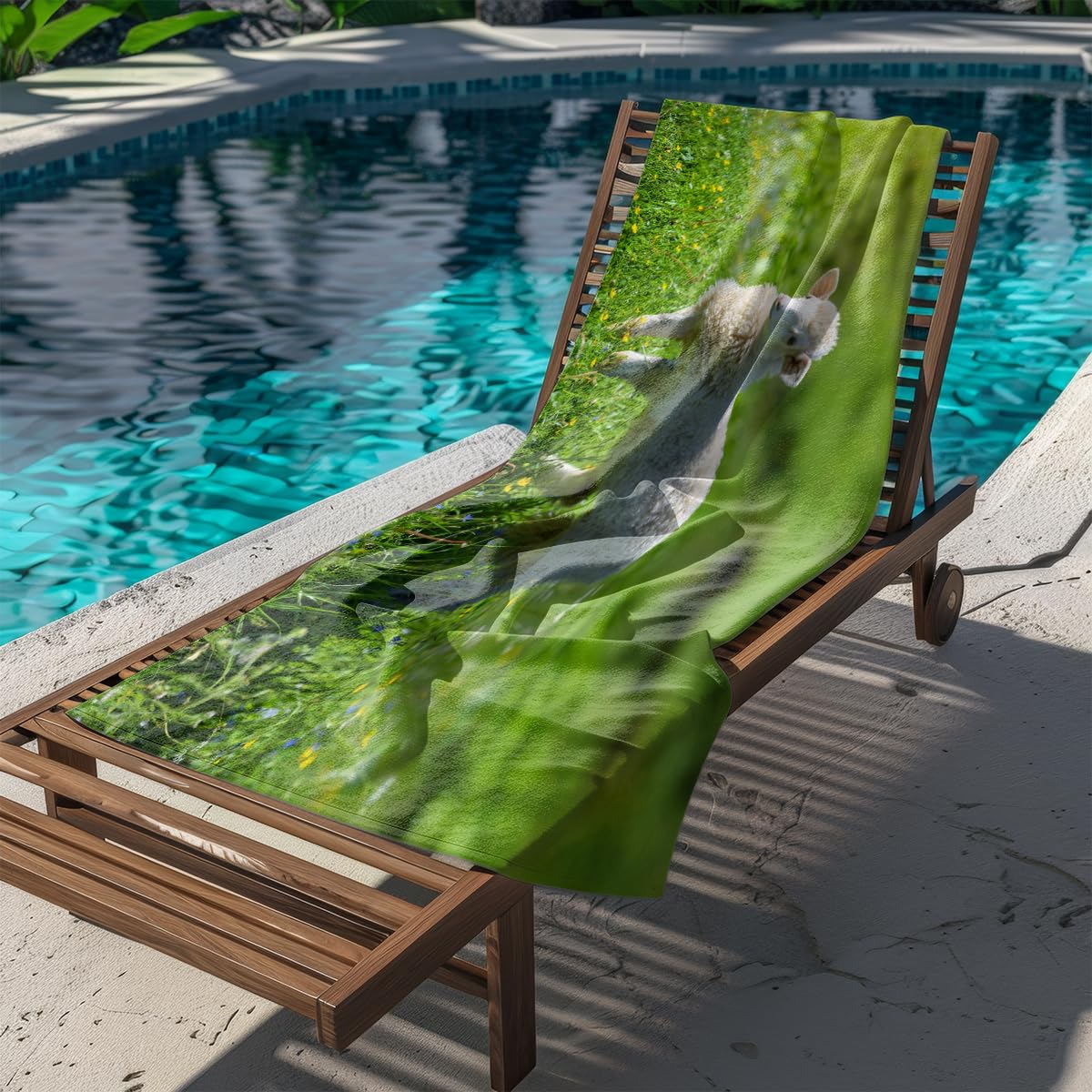 Serviette de Plage Moutons Verts Herbe Serviette de Bain Sport Piscine Toilette Microfibre Piscine Anti Sable Drap de Plage Bain xxl Ultraléger Portable Towel Absorbant Séchage Rapide 200x220cm