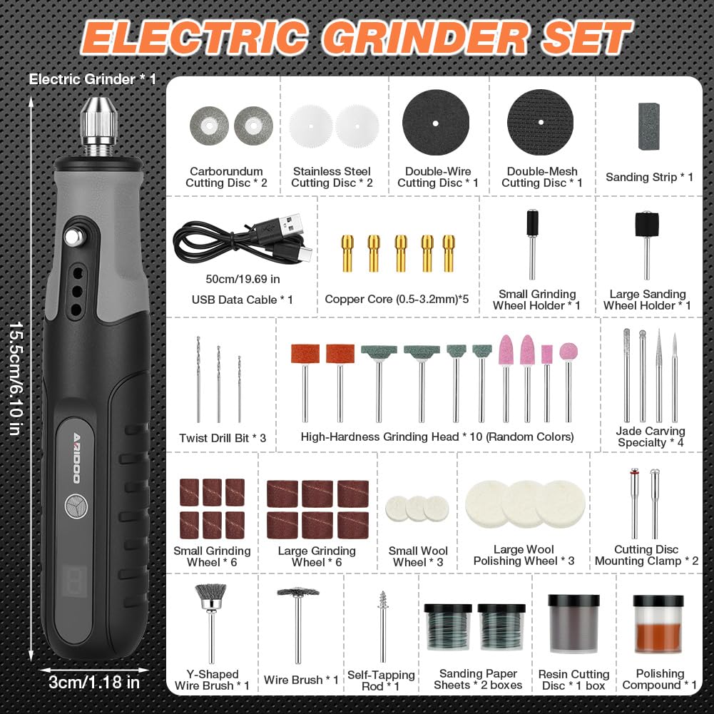 Flintronic Mini Trapano Elettrico Kit, 4.2v Utensile Rotante Multifunzione, Velocità Regolabile 5 Livelli (5000–25000 Rpm), Per Forare, Incidere, Smerigliare, Togliere Ruggine-Include 138 Accessori