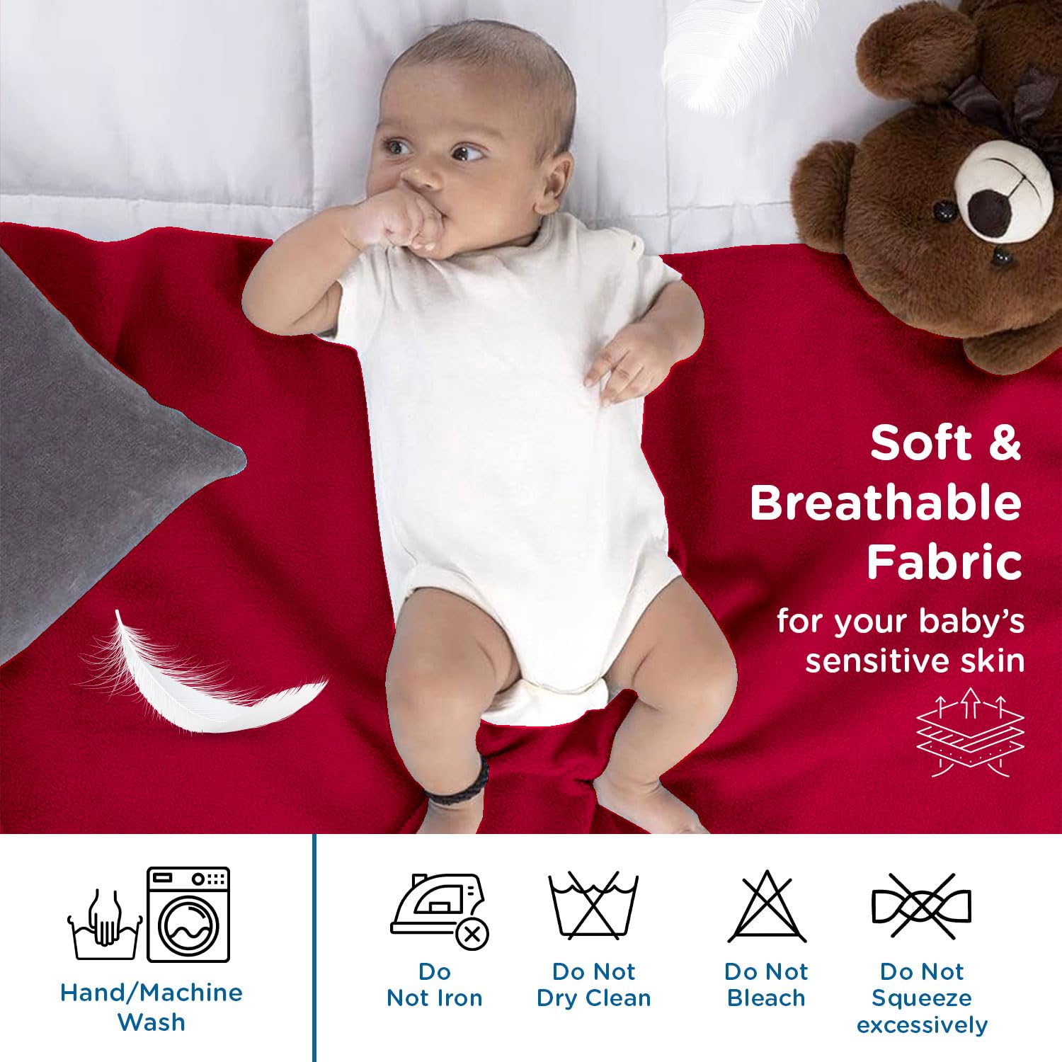 Mee Mee Reusable Water Proof Cotton Bed Protector Sheet/Extra Absorbent Mat/Dry Sheets/Urine Sheet/Dry Mat(Large, Dark Pink)(100CmX140Cm) - Image 2 thumbnail