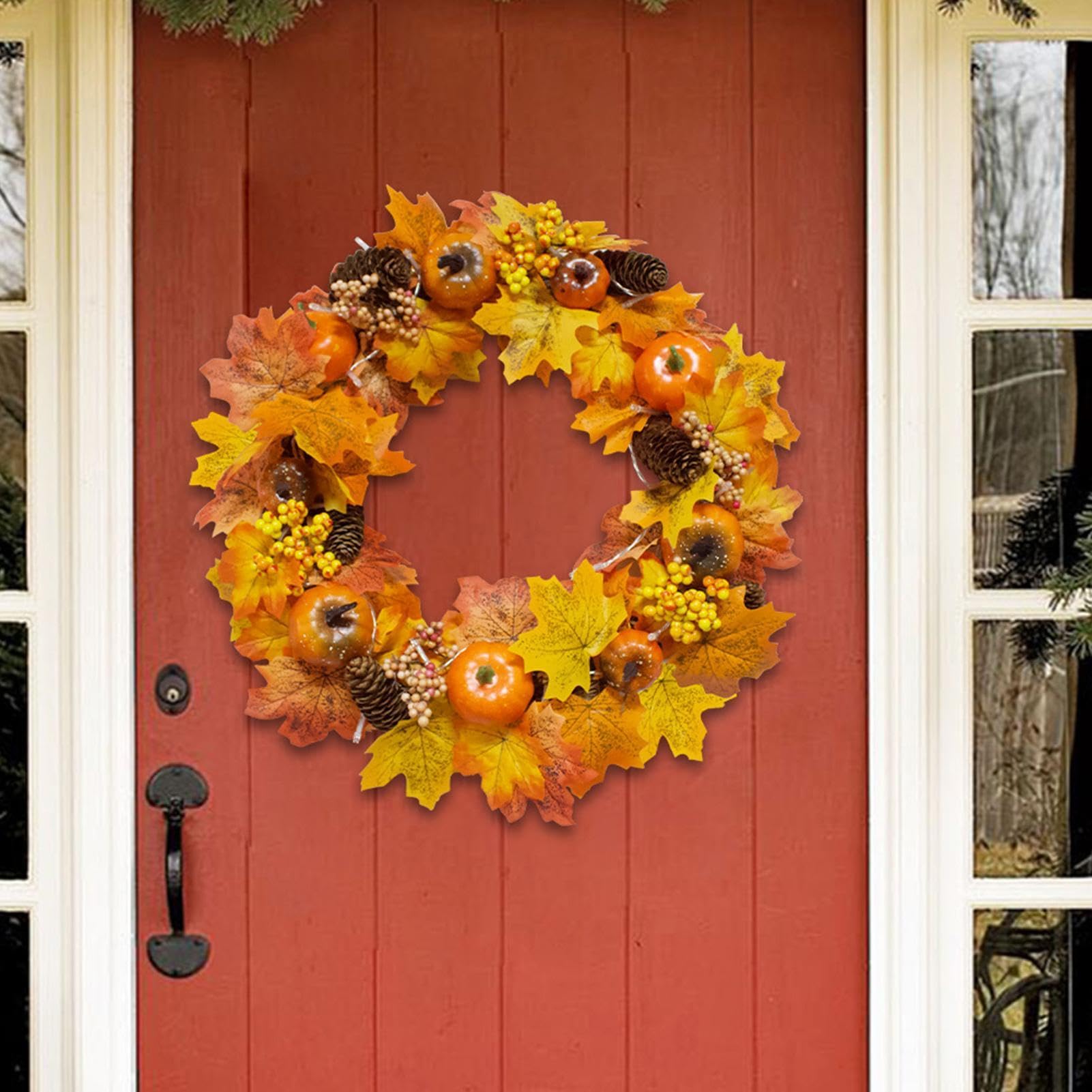 Corona Autunnale Ghirlanda di Zucche Artificiali con da 45 cm