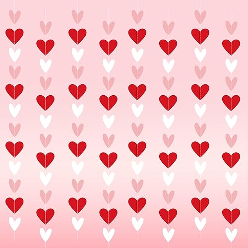 Miniatura 8 de Guirnalda de corazones rojos y blancos y rosados, no puedes hacerlo tú mismo, suministros de decoración de fiesta del día de San Valentín, guirnalda