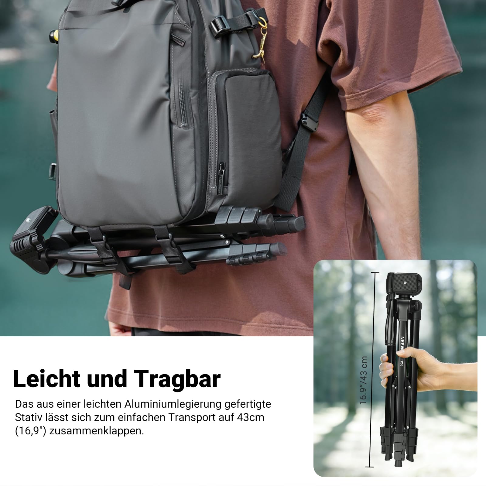 NEEWER Entry Level Version Stativ für Handy & Kamera, Metall Leichtes Tragbares Reisestativ mit Cold Shoe Handyhalterung Kompatibel mit iPhone für Videoaufnahmen, TP53
