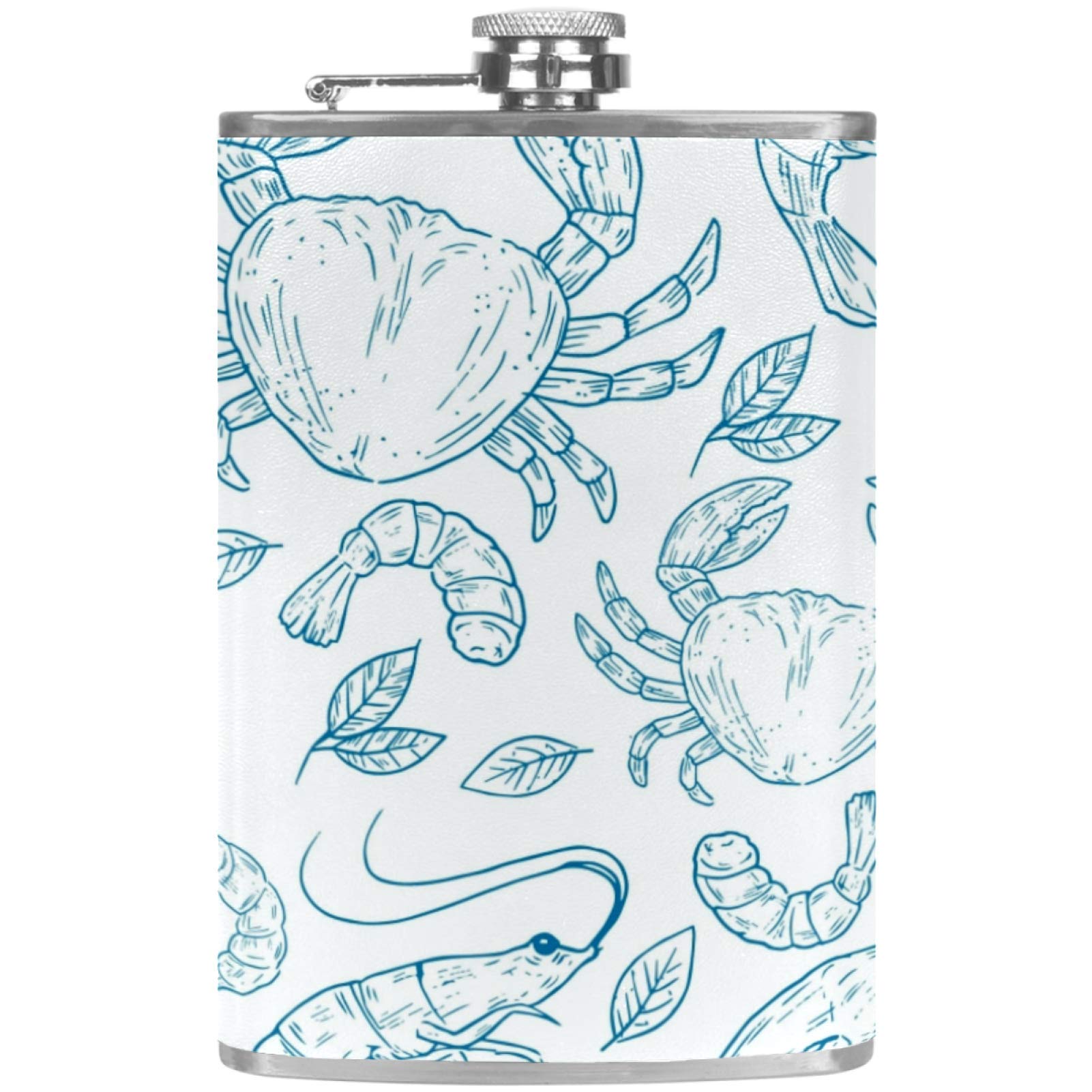 Flasque à whisky cadeau idéal pour buveurs bouteille cuir dessin crabe