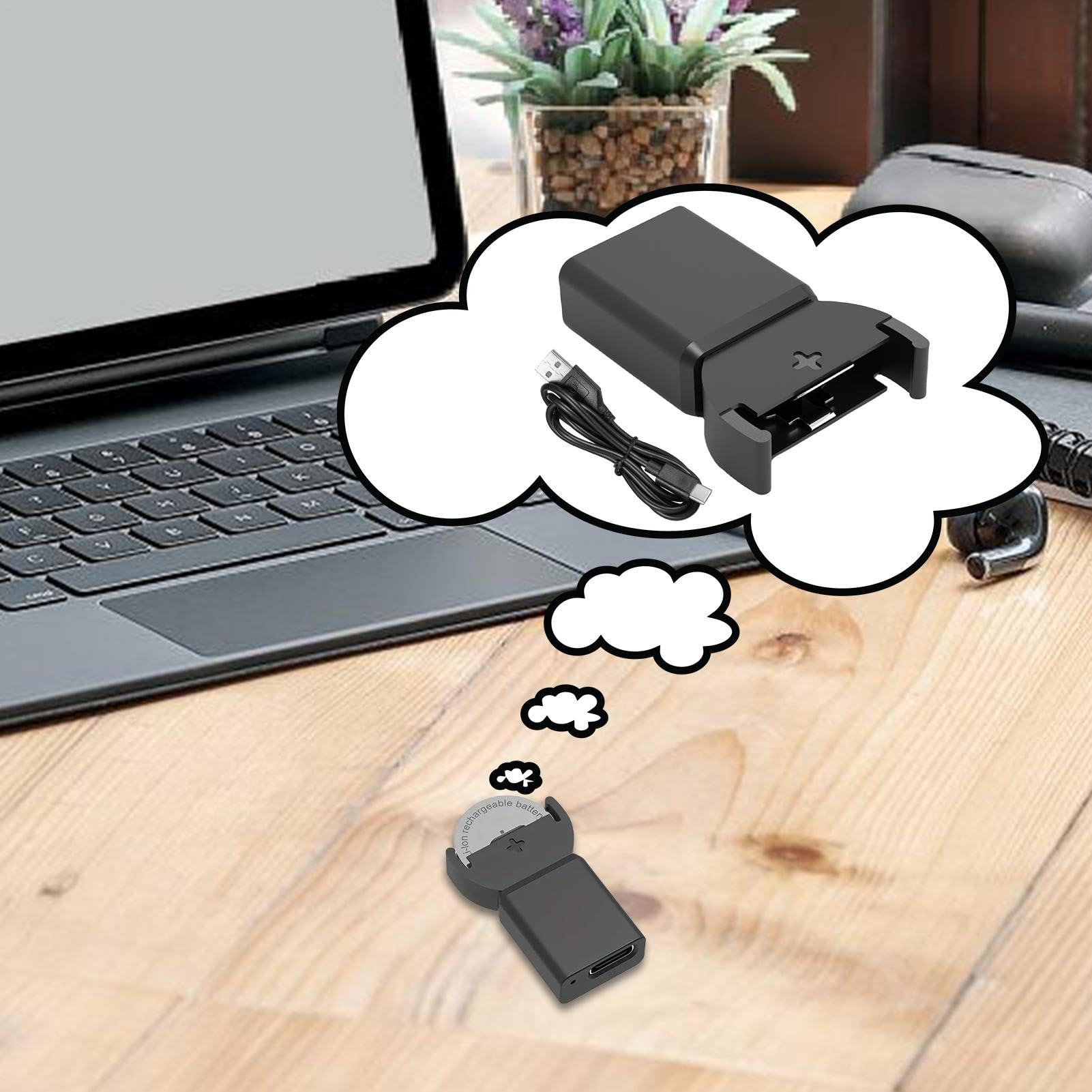 Amazon | USB ボタン電池充電器 |コイン型電池充電器 | LEDインジケーター付きユニバーサルコイン型電池充電器 |充電式ボタン電池の急速 充電 - 黒、1.5 X 0.94インチ | ノーブランド品 | 充電器単体