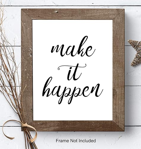 Miniatura 7 de Make It Happen - Unframed Wall Art Print Typography - Perfect Affordable Gift - Motivational Quote - Great For Office and Home Decor - Ready to