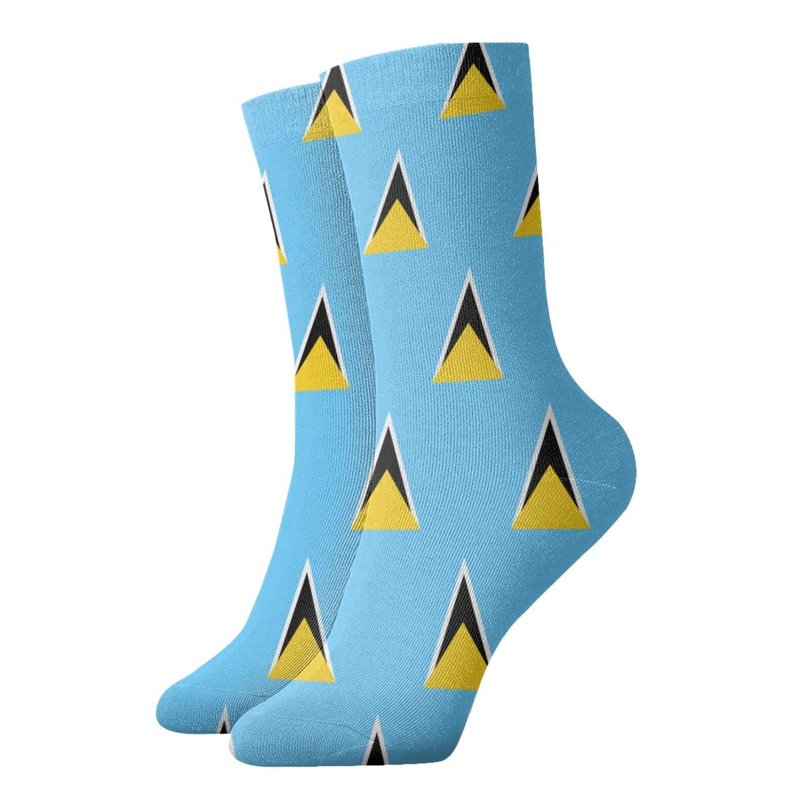 Oudrspo Unisex Flag Of Saint Lucia Athletic Tube Socks Black Socks Running Socks Breathable Casual Sports Socks