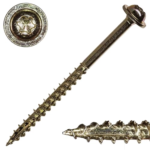 Tornillos SaberDrive #9 x 2-1/2" para gabinete, 1 libra, aprox. 91 piezas, tornillos de madera duraderos, rosca dentada para una fijación segura,