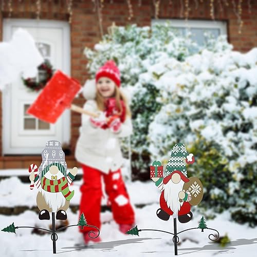 Miniatura 8 de Paquete de 3 estacas de metal para decoración de jardín de Navidad de 26.7 pulgadas, estacas de decoración de Navidad para jardín, patio, césped,