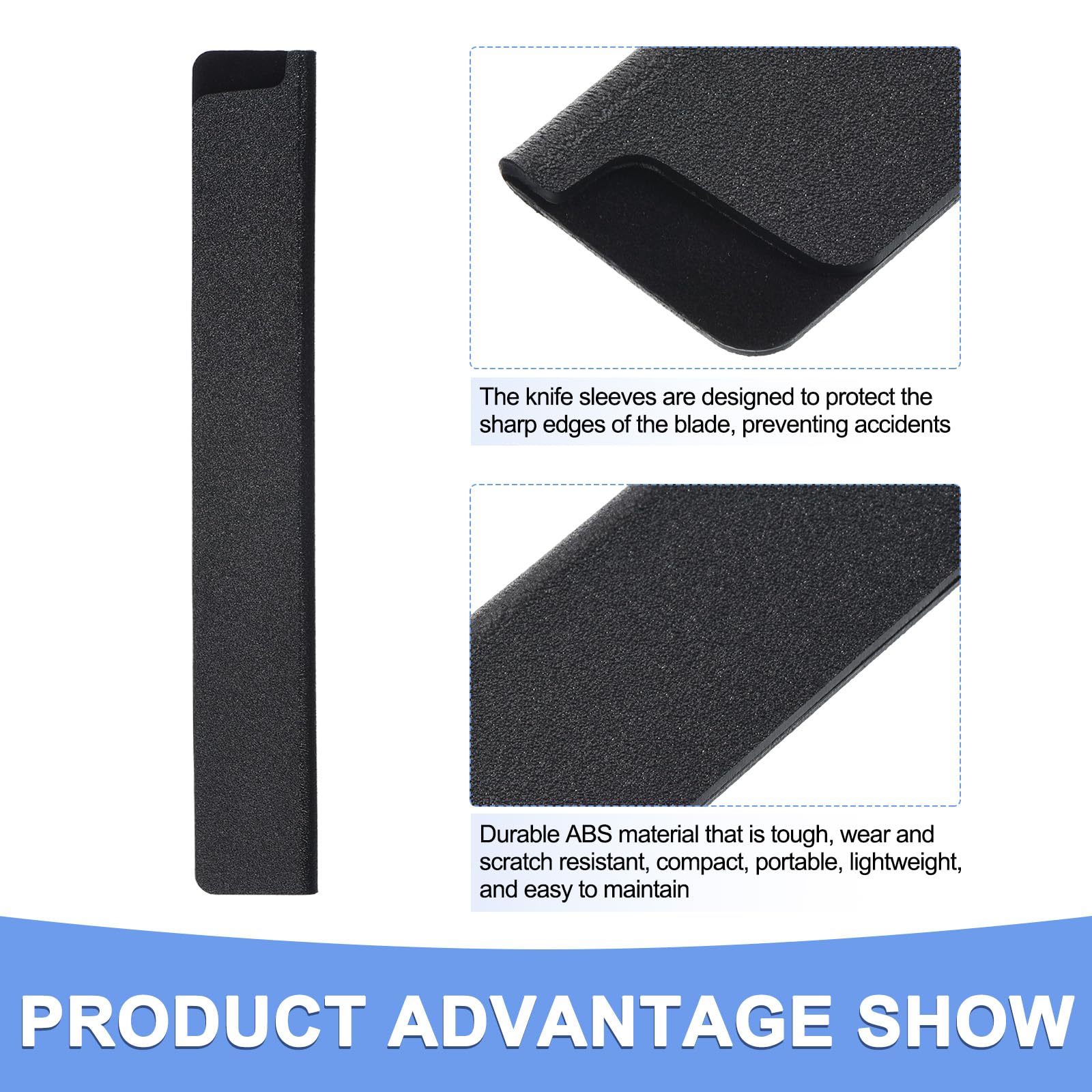 Fundas para cuchillos, 1 paquete de funda protectora para cuchillos de cocina doméstica de 8 pulgadas, cubierta protectora de cuchillos de ABS, 220 x 32 mm, color negro