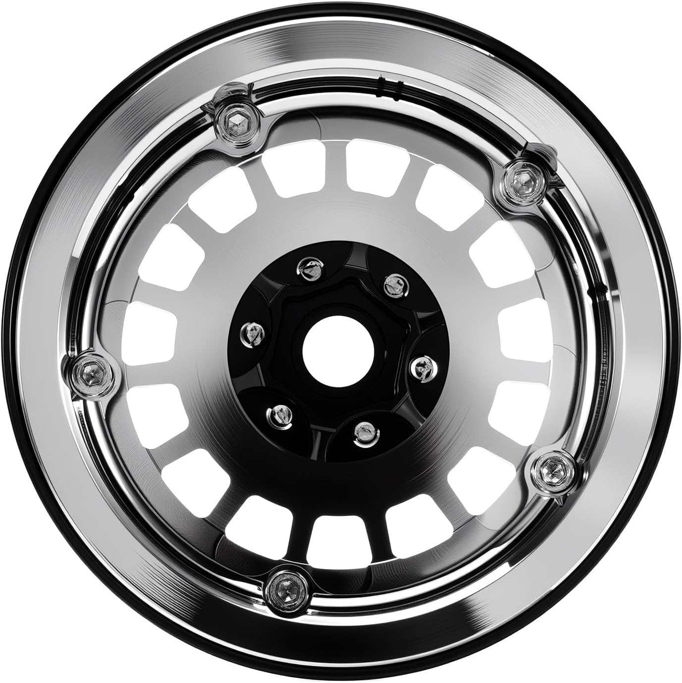 INJORA 2.2" Beadlock Wheels Offset 0mm Brass & Aluminum Rim for 1/10 RC Crawlers, W2259(Chrome)