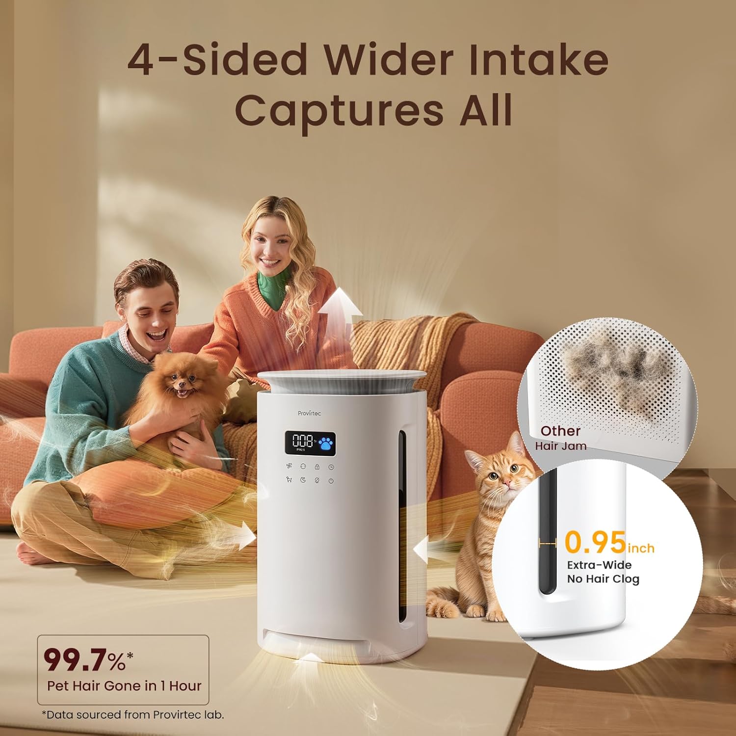 Pro-Level Air Purifier for Home Pets, No More Odor, Pet Floating Fur/Dander Worries, 4-Side Wide Intake, H13 True HEPA, Auto/Pet Mode & Washable Pre-Filter,Ultra Quiet for Bedroom/Large Room - Image 4