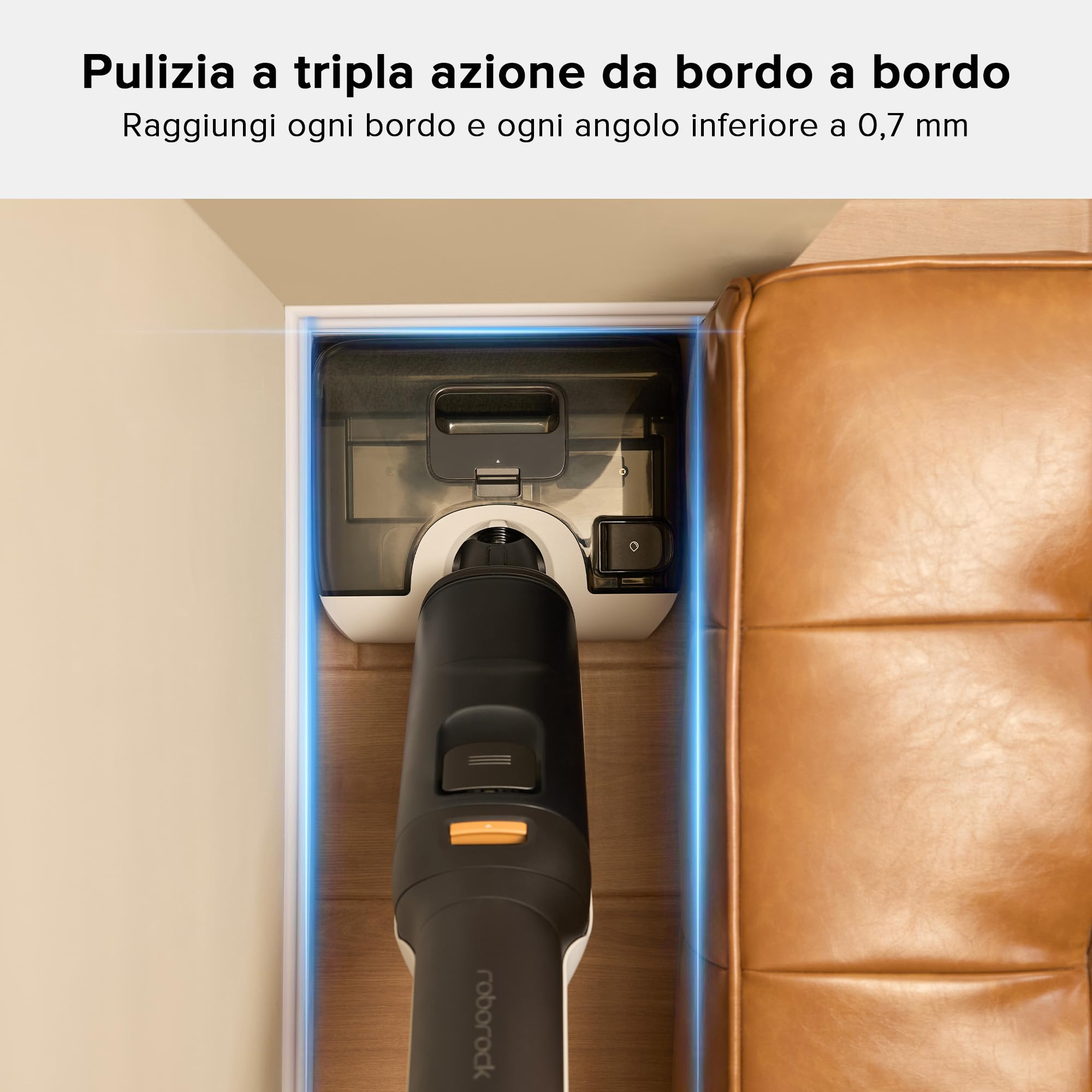 roborock F25 aspirapolvere a batteria a secco senza fili con 20.000 Pa potenza di aspirazione, asciugatura ad aria calda a 90 °C e pulizia automatica dell'acqua calda, abbassabile piatto per pavimenti