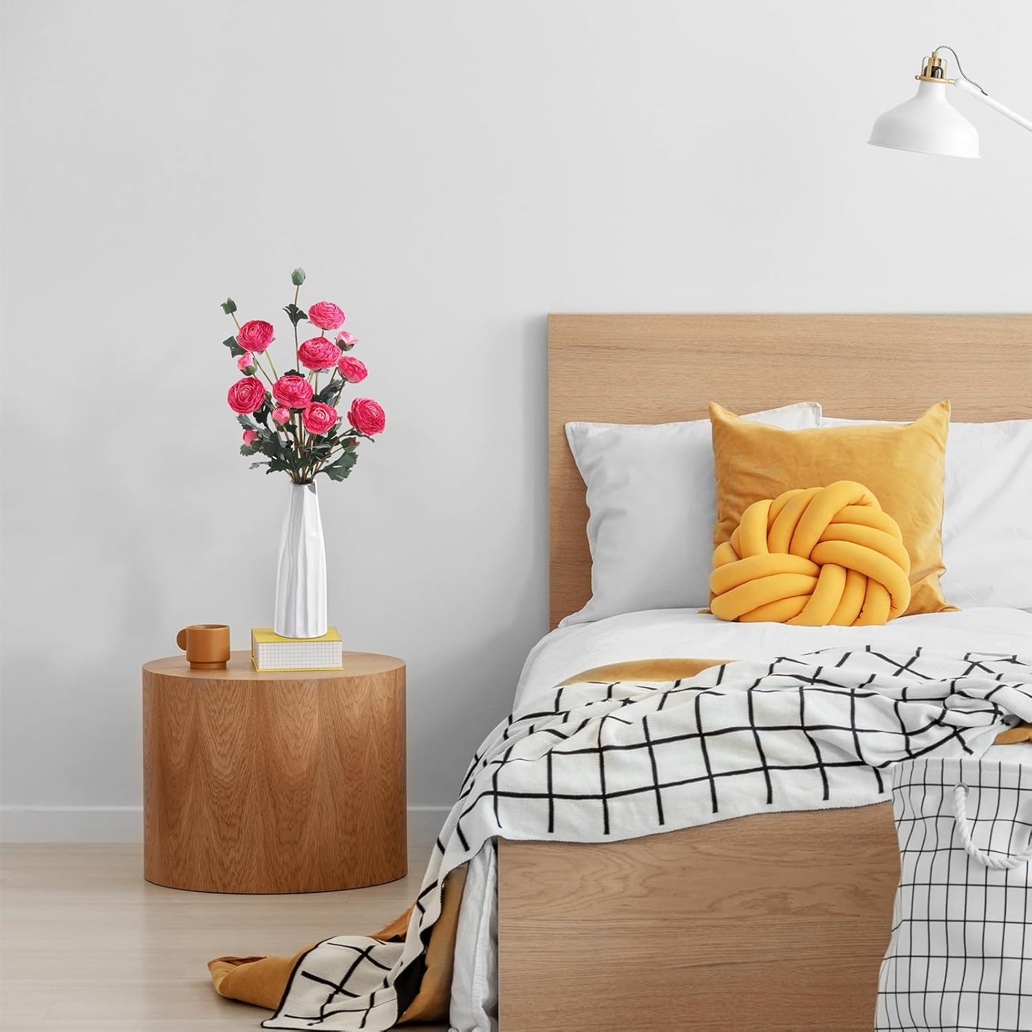 6Pcs Realistic Silk Pink Ranunculus Artificial Flowers Long Stems, 23.6" Tall Fake Flowers Faux Flowers Suit for Year-Round Home Decoration, Wedding, Bridal Bouquets, Office - Image 9