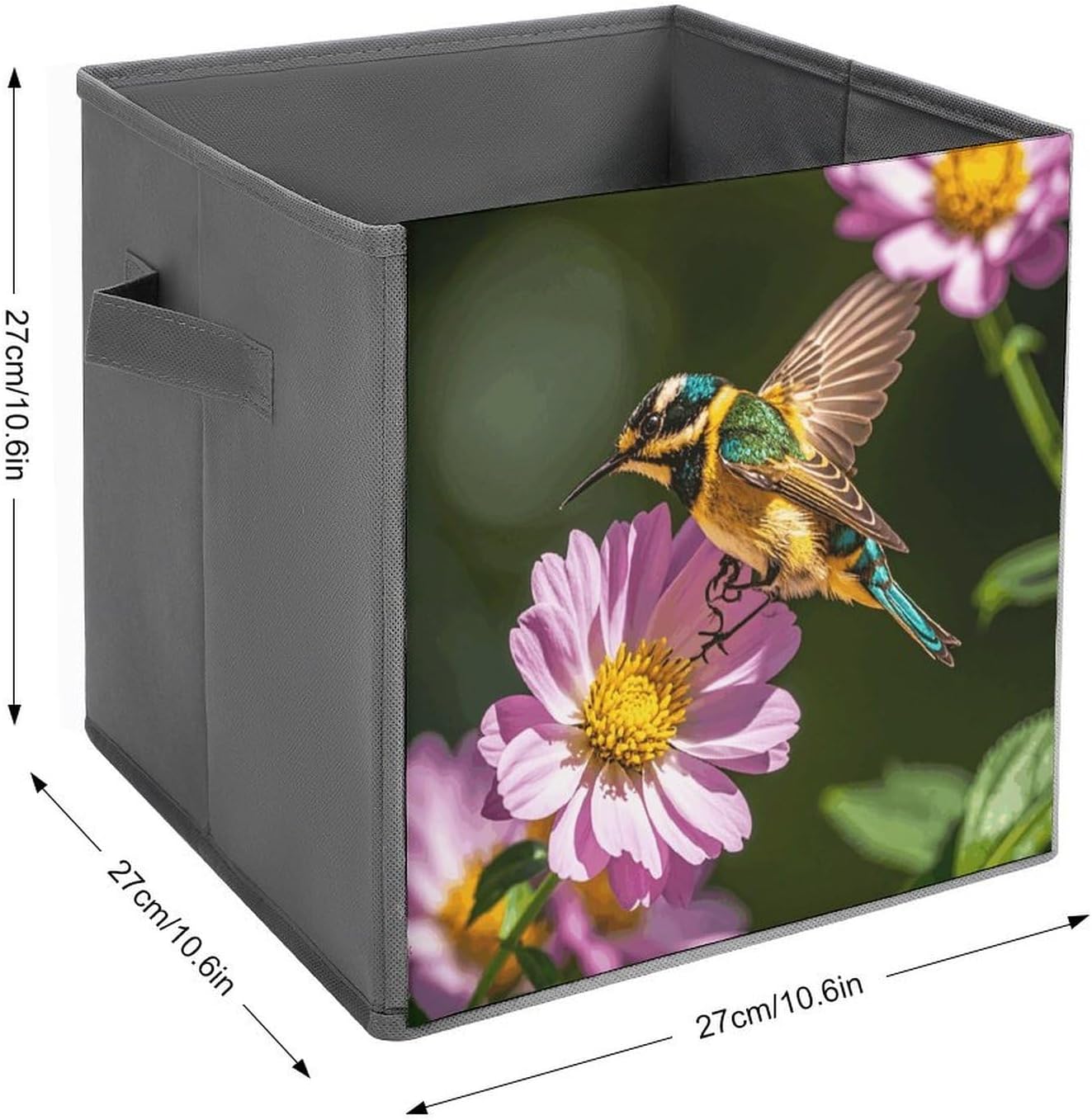 Folding Storage Bins Oxford Fabric Clothes Storage Boxes with Handles | Garden Bird Flowers Cube Organizer, Easy to Store, Multi Functional Cube Storage Organizer for Office Bedroom