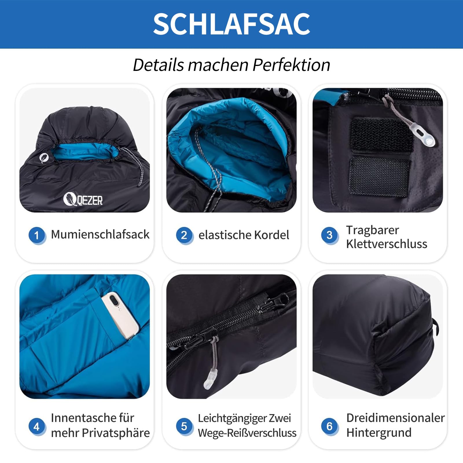Daunenschlafsack,Warmer Leichter Winter Schlafsack 0°C bis -23°C für Erwachsener und Kind 4 Jahreszeiten Camping Outdoor und Indoor