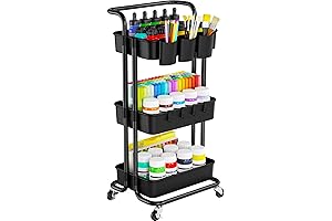 Pipishell 3 Tier Metal Rolling Utility Cart with Wheels