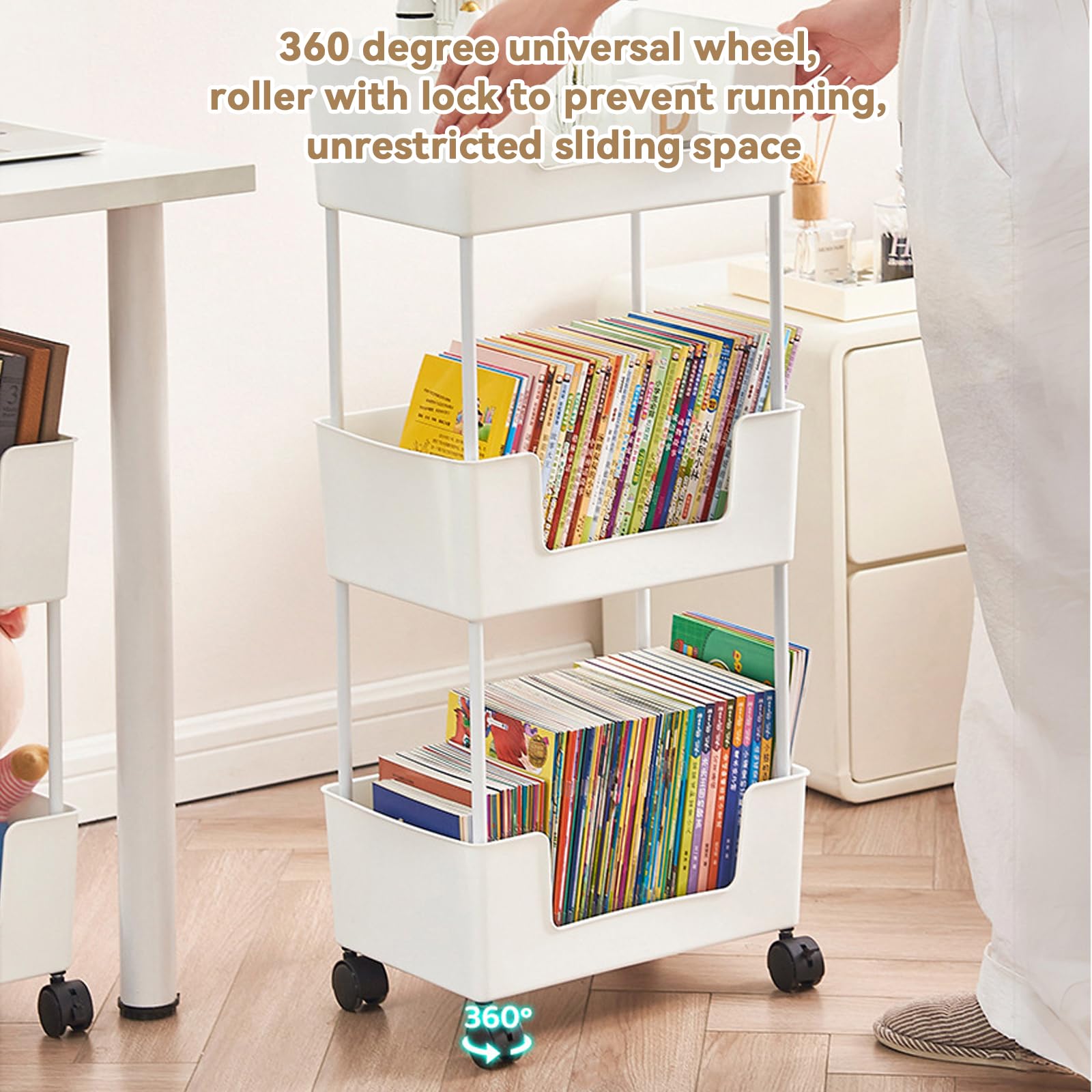 Gelory Carrello portaoggetti con ruote, libreria mobile con ruota, per cucina, bagno, lavanderia, ufficio (livello 4 (37,4 x 23,4 x 116,3 cm