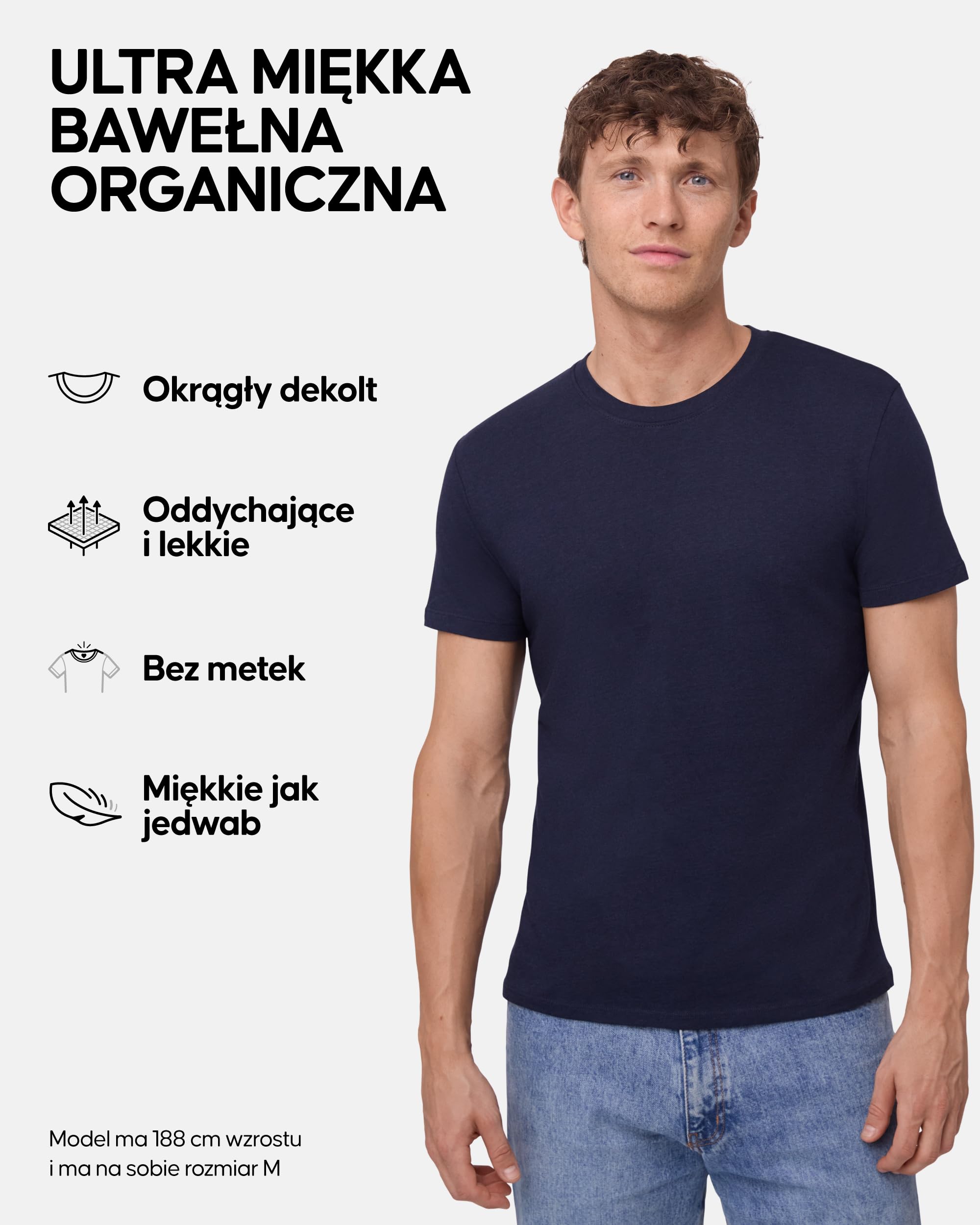 DANISH ENDURANCE Koszulki Męskie z Bawełny Organicznej Dla Mężczyzn, Okrągły Dekolt, 1-Pak, 2-Pak, 4-Pak
