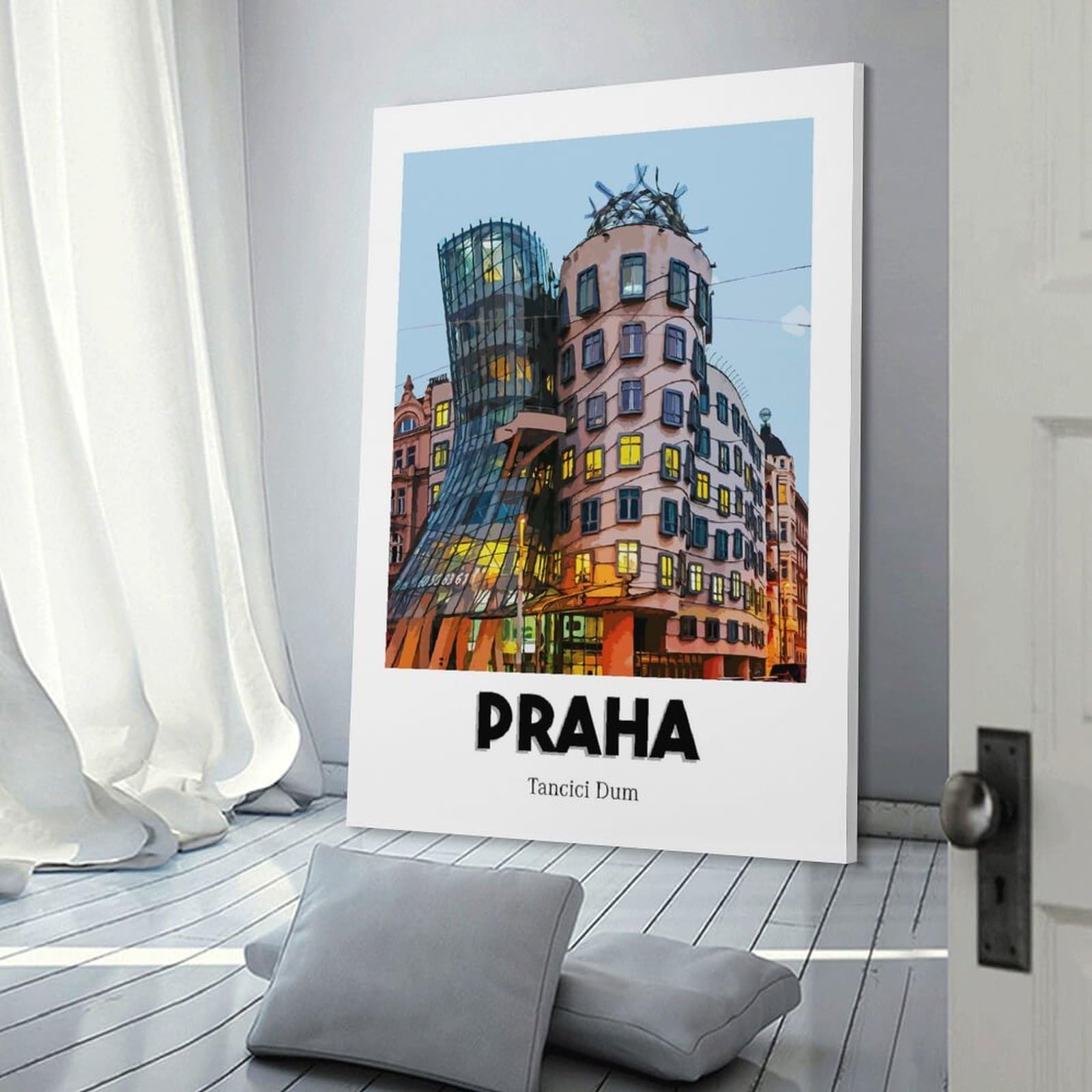 Junmoney Canvas Wall Decor Dancing House, 20x30inch(50x75cm), for Gallery Wall Layouts in Home Or Office, Home Wall Art for Statement Displays