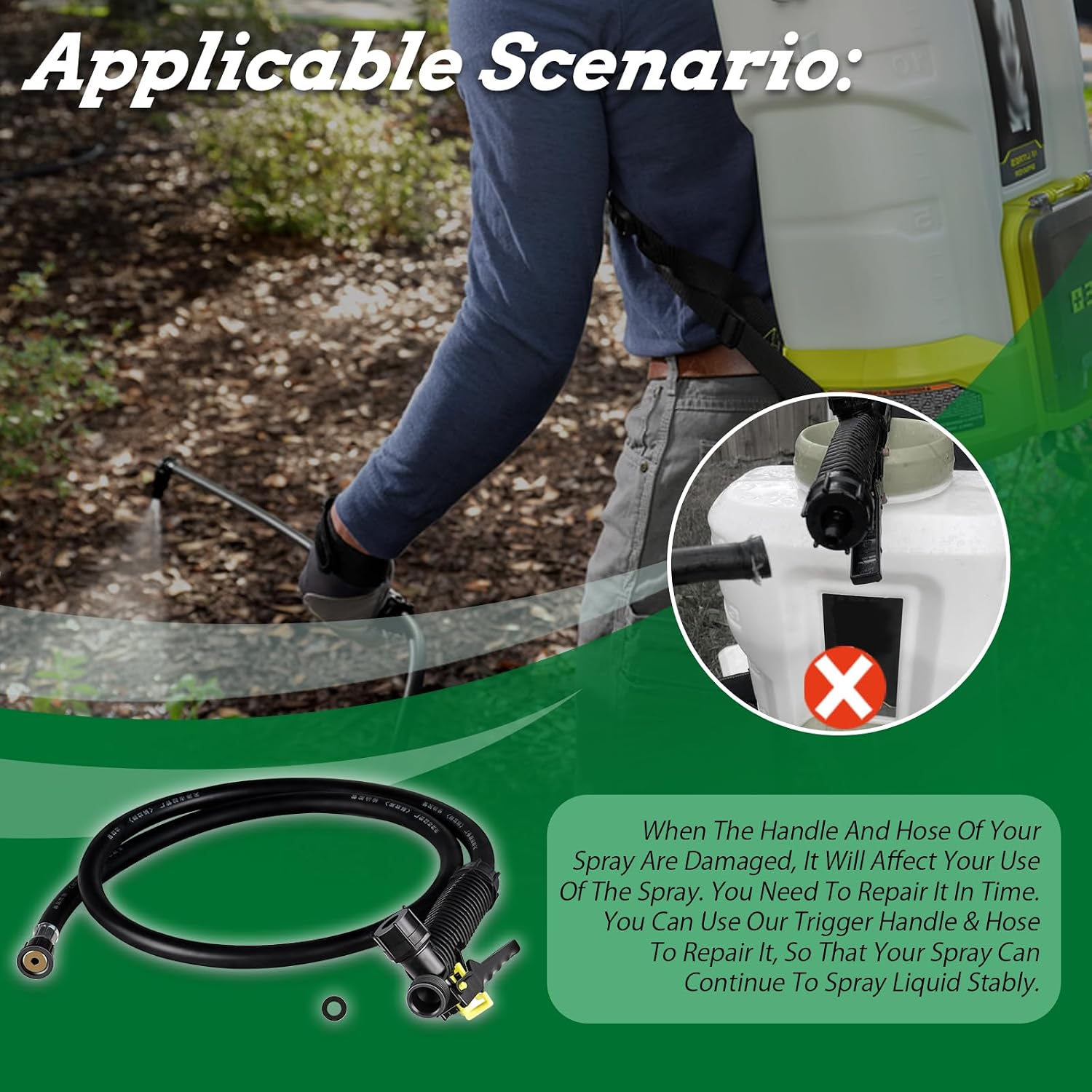 XTPTFABS 316622001 Trigger Handle & Hose (With Small O-Ring) | Fit for Ryobi P2860 P2806 P2806VNM RY40301VNM Backpack Sprayer, for Hart HGSP04 HGSP04VNM HGSP041 Backpack Sprayers