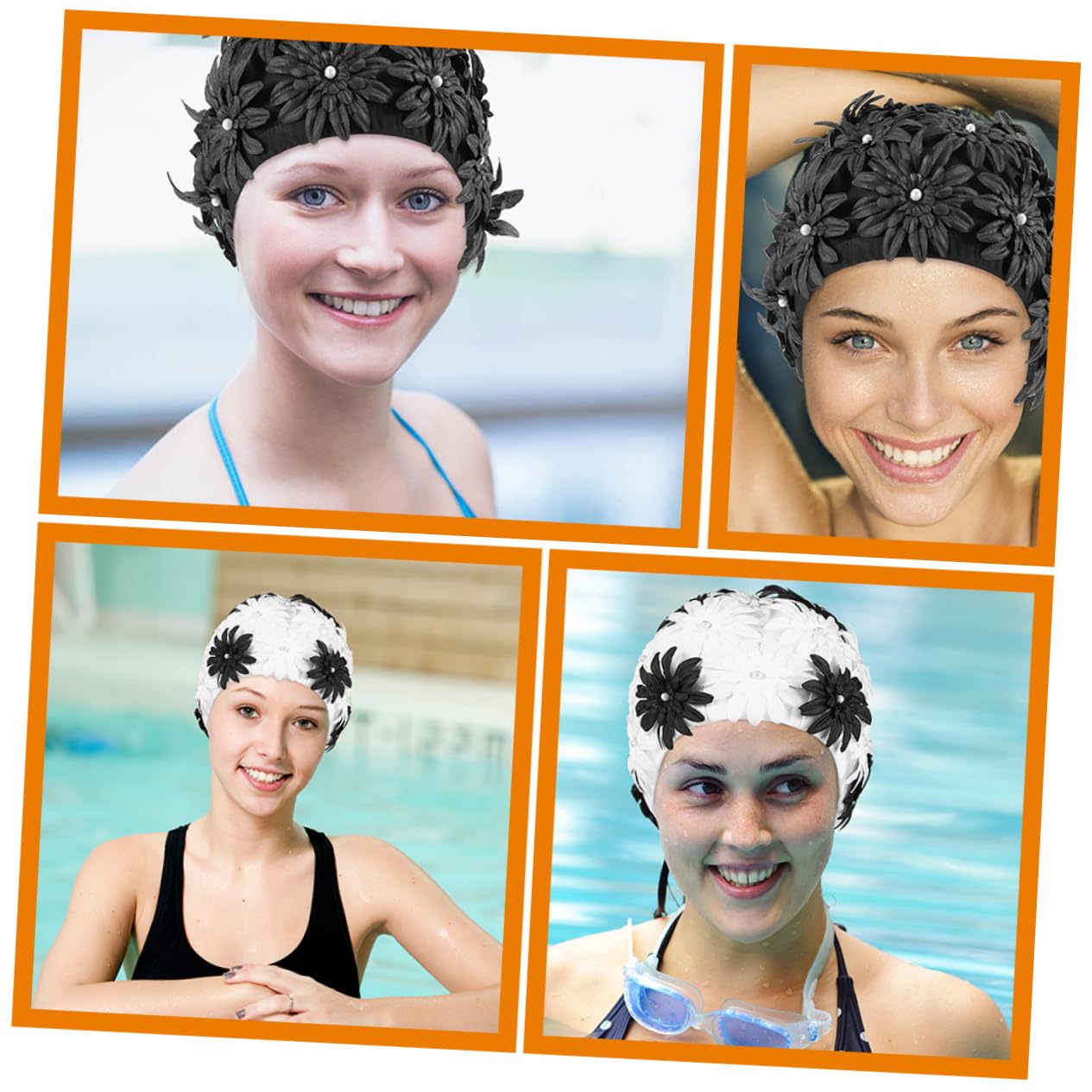 Abaodam Tapa De Natación De Flores Impermeable Proteccion Mujer Adulto Vistoso Reutilizable Tela Gorras De Natación Piscina Nadar Sombreros De Natación Largo Brocado