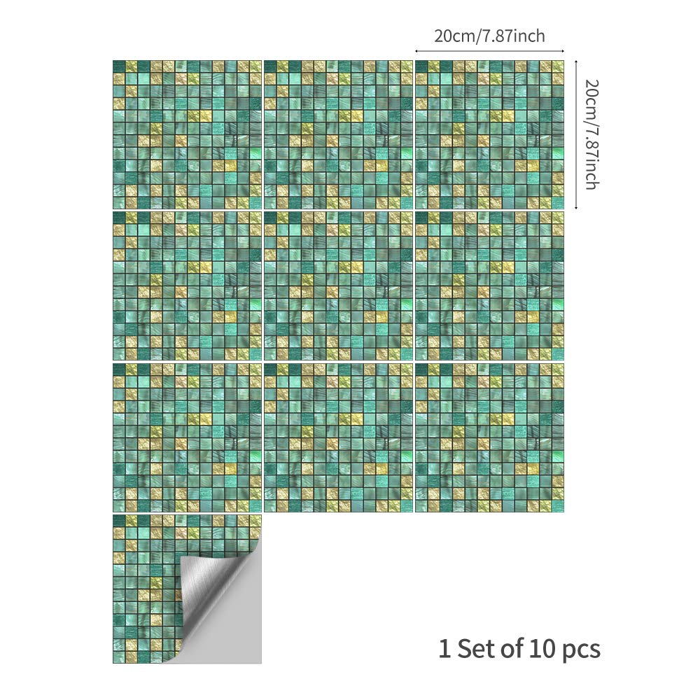 Adesivi Per Piastrelle Effetto Marmo – 10 Pezzi – Motivo Scales Turchesi – Formato 20x20 Cm – Impermeabili Per Cucina E Bagno - 2