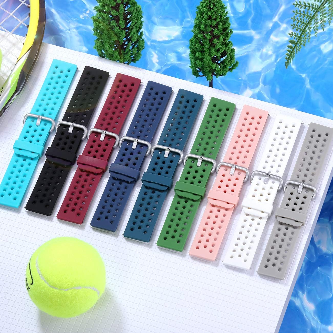 GEAK Sport Bands for Fitbit Versa 2/Versa Bands/Versa Lite Smartwatch, Waterproof and Breathable Wristbands with Metal Buckle for Fitbit Versa 2 Smart Fitness Watch Women Men, Small Large