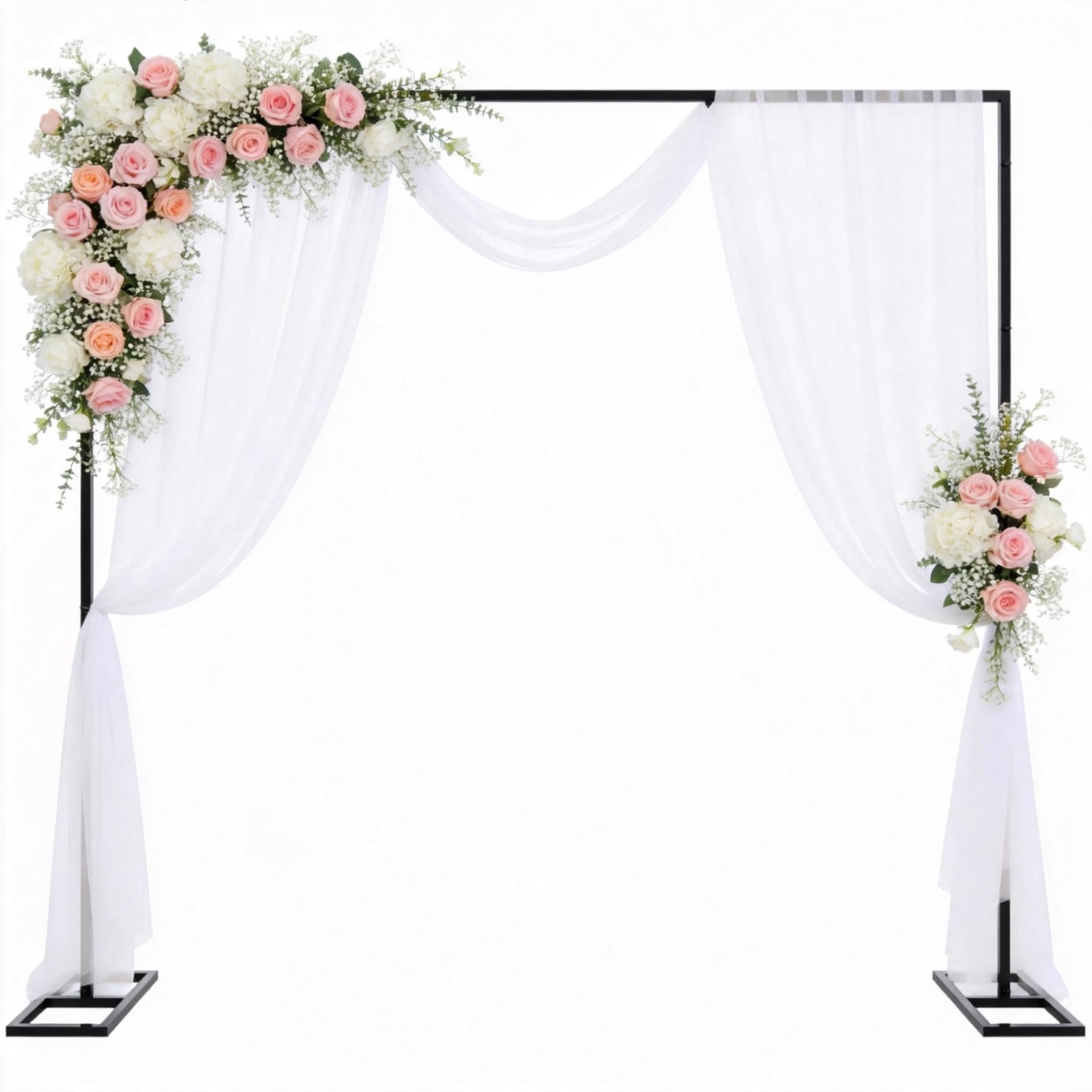 Wokceer 8FT x 8FT Backdrop Stand Heavy Duty Pipe and Drape Kit, Adjustable Square Black Backdrop Stand Metal for Wedding Birthday Party Photo Shoot