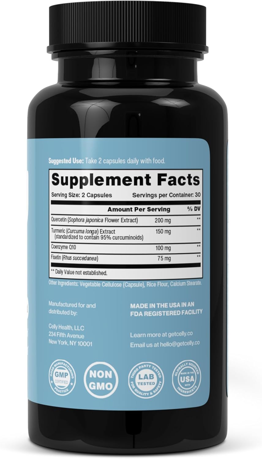 Celly Senolytic Complex | Longevity Supplement for Healthy Aging and Cellular Health with Quercetin and Fisetin | Targets Senescent Cells | 30 Servings | Non-GMO & 3rd Party Tested - Image 6