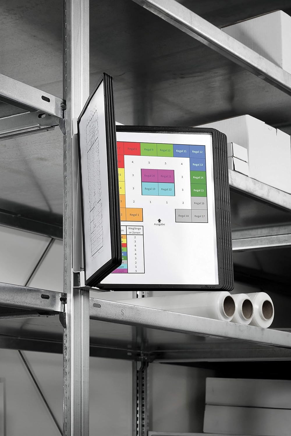 DURABLE - Support mural magnétique VARIO MAGNETIC WALL 5 - Pour la présentation de documents A4 - 10 pochettes A4 - 1 pièce - Noir - 591401