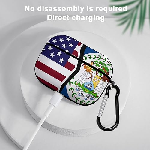 Miniatura 5 de Funda protectora a prueba de golpes con la bandera de Estados Unidos y Belice para AirPods Pro con accesorios para llavero