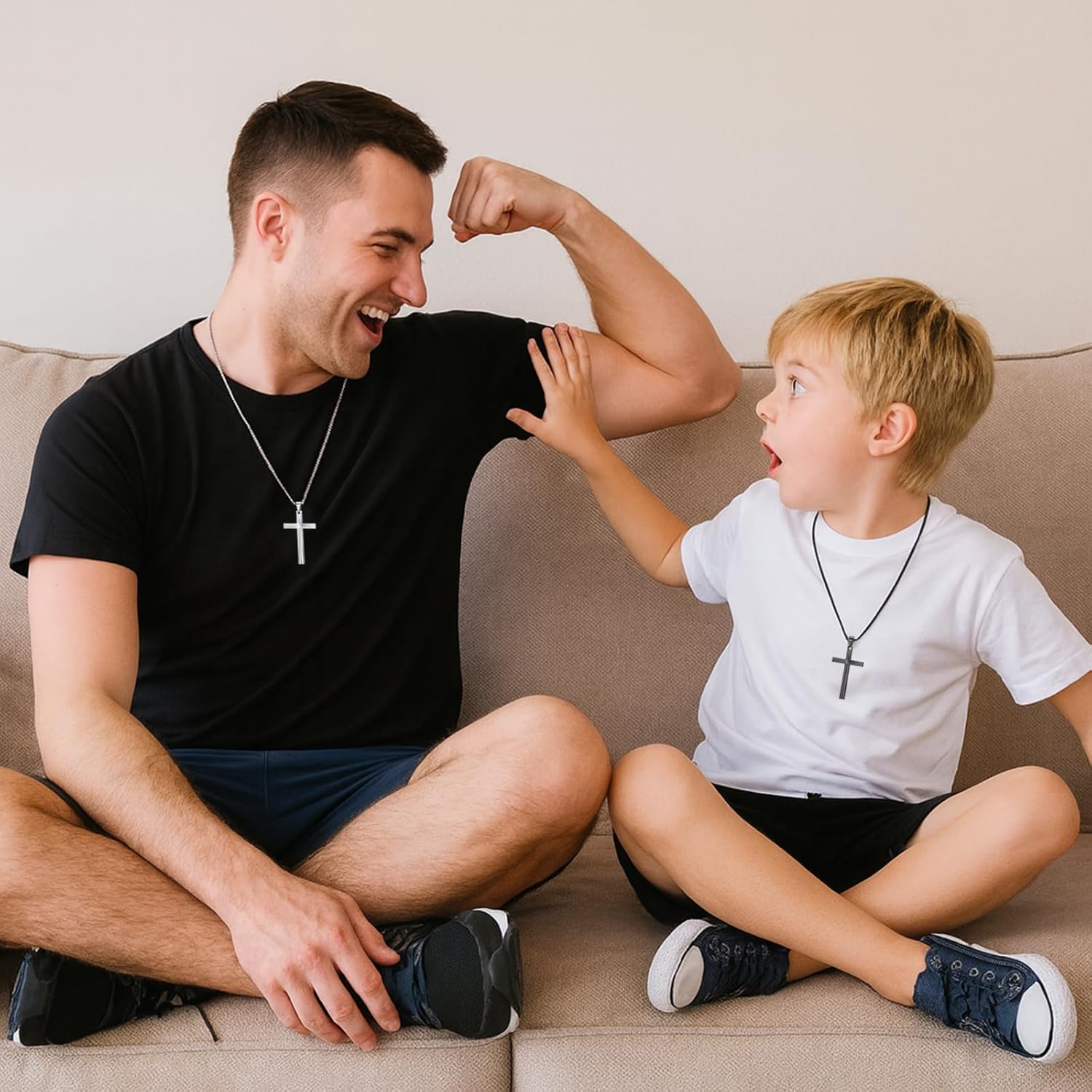 Cross Necklace for Men, Stainless Steel Sunburst Cross Pendant, Non-Fading 3mm Cuban Chain, Black Silver Gold Christian Jewelry, Faith Necklace for Men and Women, Christmas Gifts for Him 18-24inch - Image 3