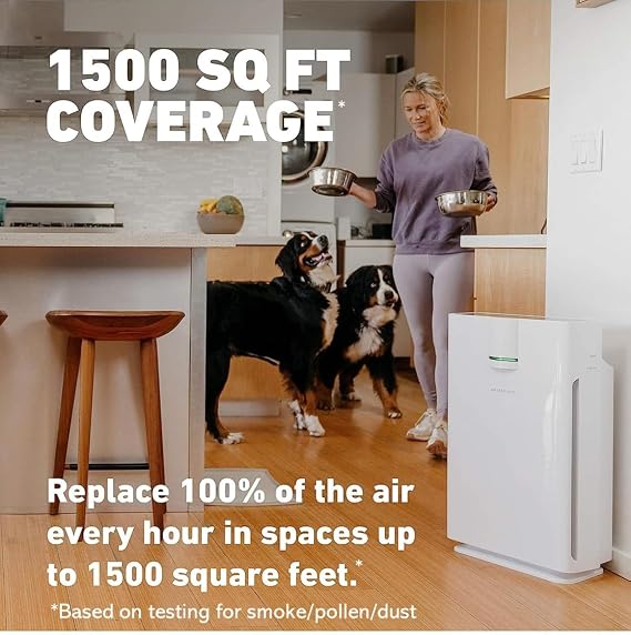 HATHASPACE Smart Air Purifiers - True HEPA Air Purifier, Cleaner & Filter for Allergies, Smoke, Pets - Eliminator of 99.9% of Dust, Pet Hair, Odors - HSP002-1500 Sq. Ft.
