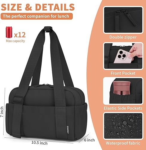 Miniatura 5 de ZOMFELT Lonchera aislada para mujeres y hombres, bonita lonchera para mujeres y hombres, a prueba de fugas, gran capacidad, con correa ajustable