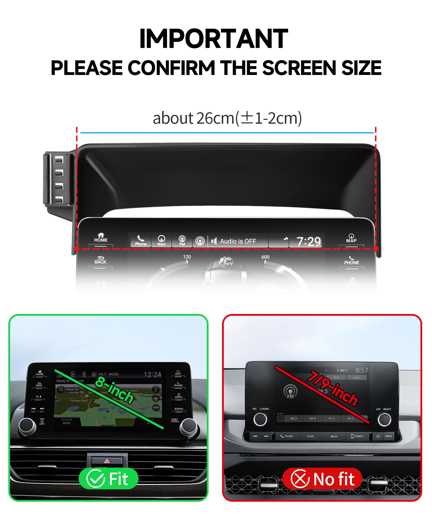 Qi2.2 Max 25 W Fast Wireless Car Charger Phone Holder per Honda Accord 2018-2022/Hybrid 8 Pollici Screen, Supporto magnetico per telefono compatibile con MagSafe