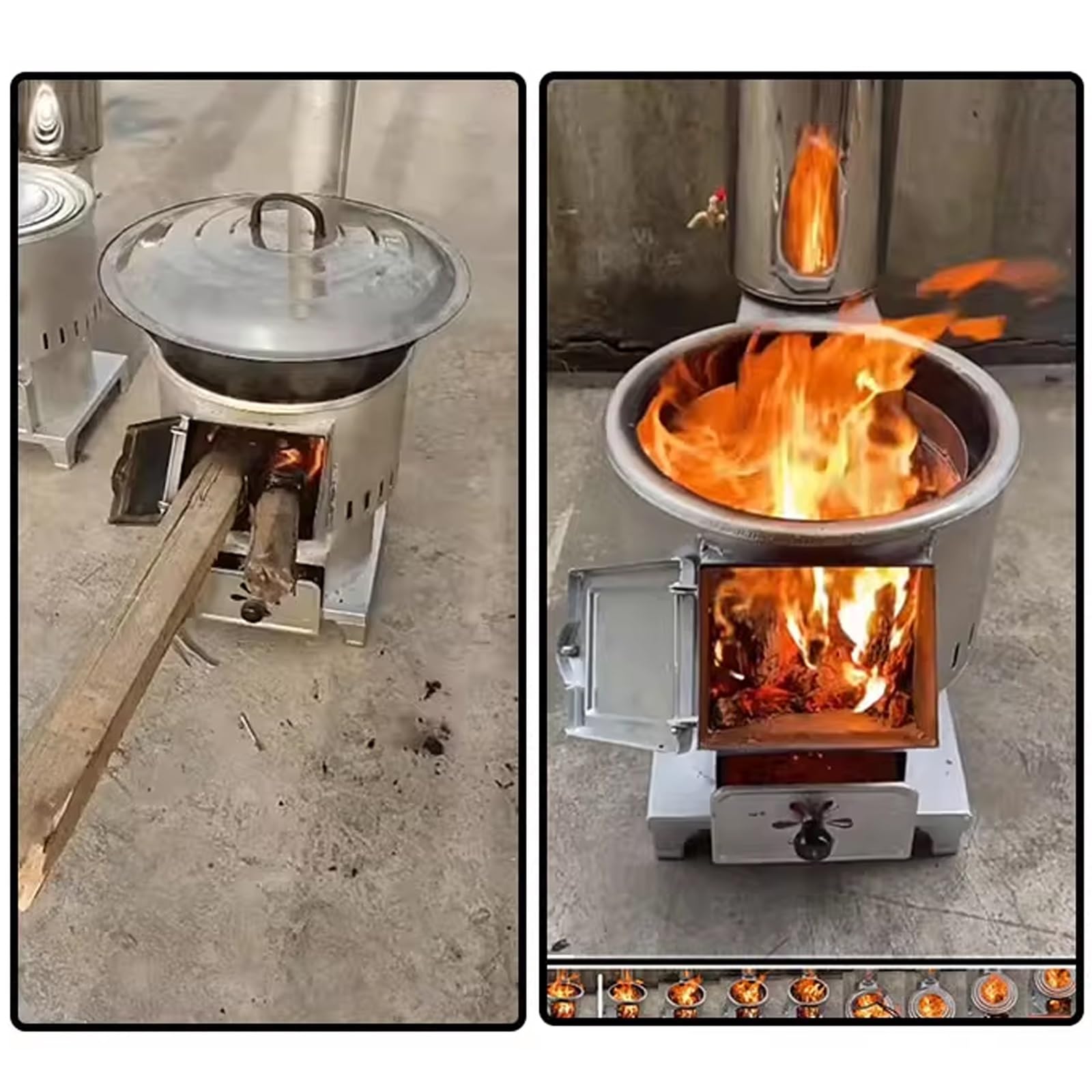 Braciere da Esterno Piccolo Stufa a Gassificazione Senza Fumo Lamiera in Acciaio Cucina a Legna da Interno Cassetto di Raccolta Cenere Adatto per Terrazze e Uso Esterno(B)