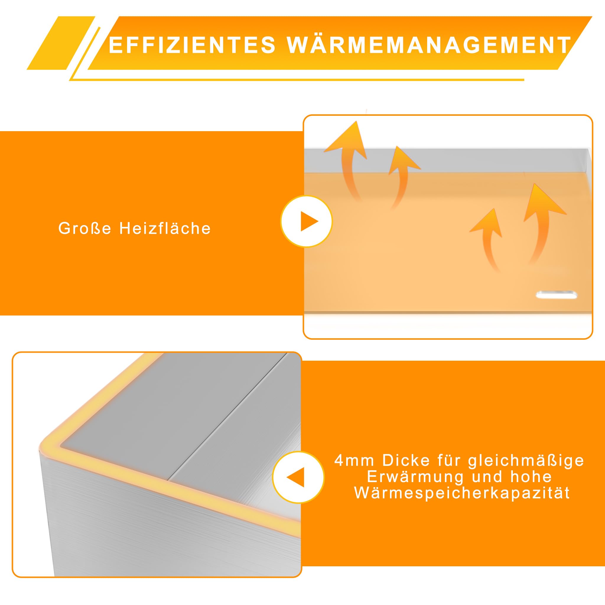 YUENFONG Plancha Grillplatte Plancha Grill 20x30x7cm Edelstahl Grillplatten inkl. Fettablauf, Universelle BBQ mit Grill Platten Grillspachtel & Schaber, für BBQ Gasgrill & Kohlegrill