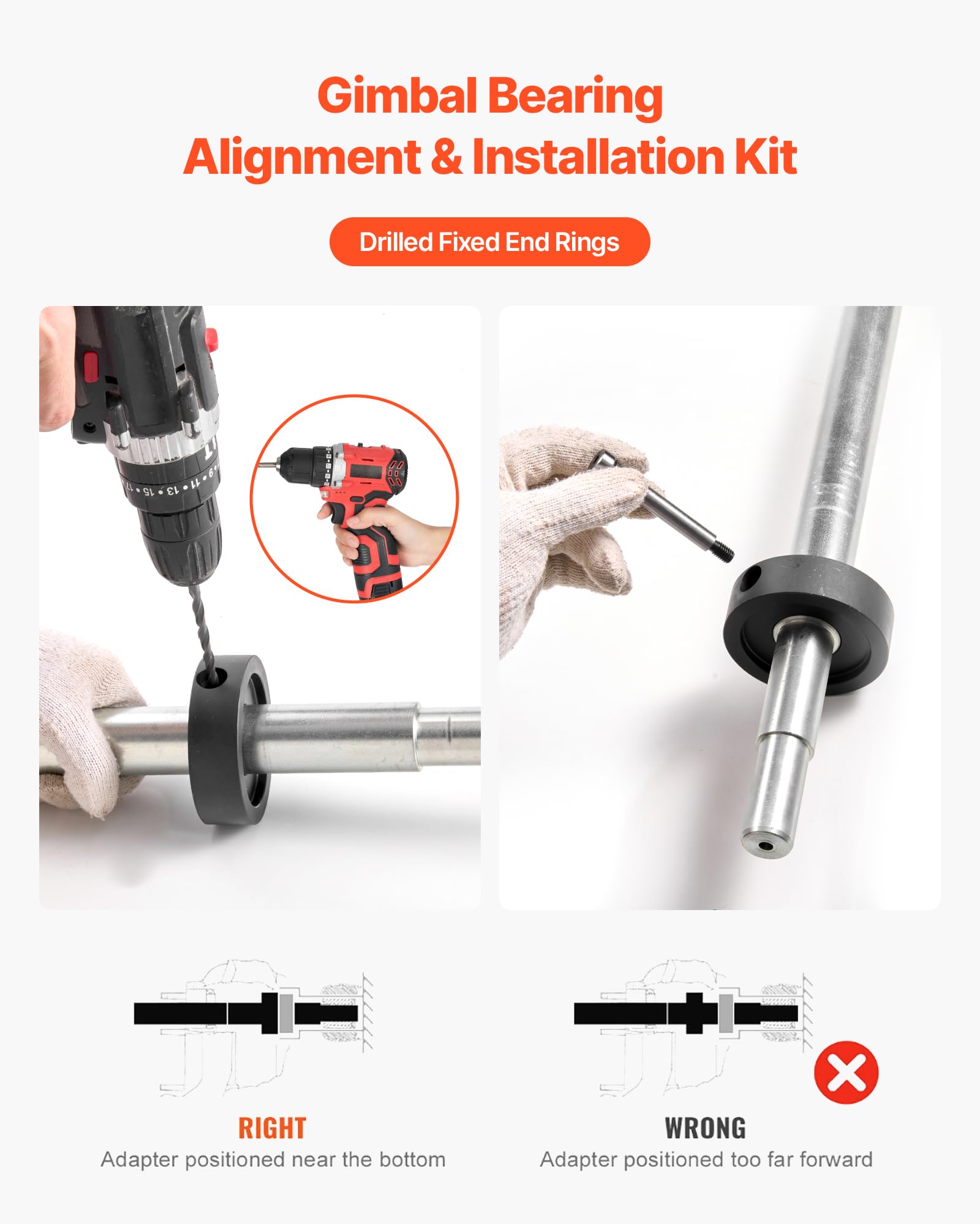 VEVOR Ensemble Outil d'Alignement et Extracteur de Roulement de Cardan, Compatible avec Les Carters de Cloche Mercruiser, OMC et Volvo Cobra, Faciles à Utiliser, pour Réparation Automobile, Atelier