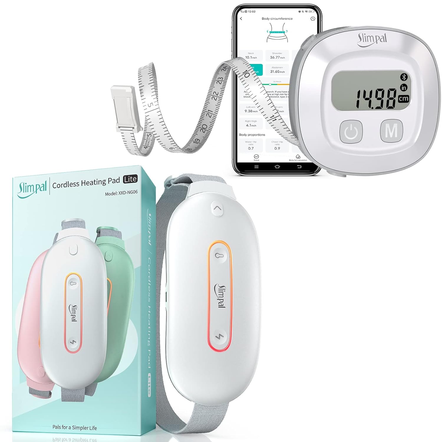 Slimpal Body Tape Measure + Cordless Heating Pad, Gifts for Women/Girl : Health & Household